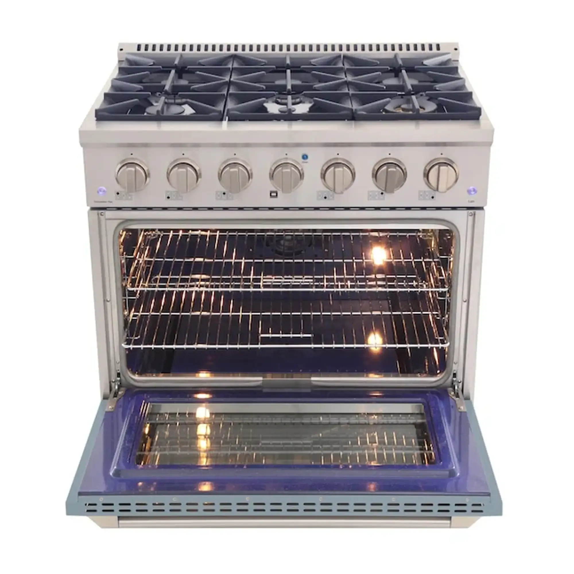 Kucht 36-Inch Pro-Style Dual Fuel Range in Propane Gas with  5.2 cu. ft. Electric Oven & 6 Gas Burners in Light Blue (KDF362/LP-LB) - Image 5