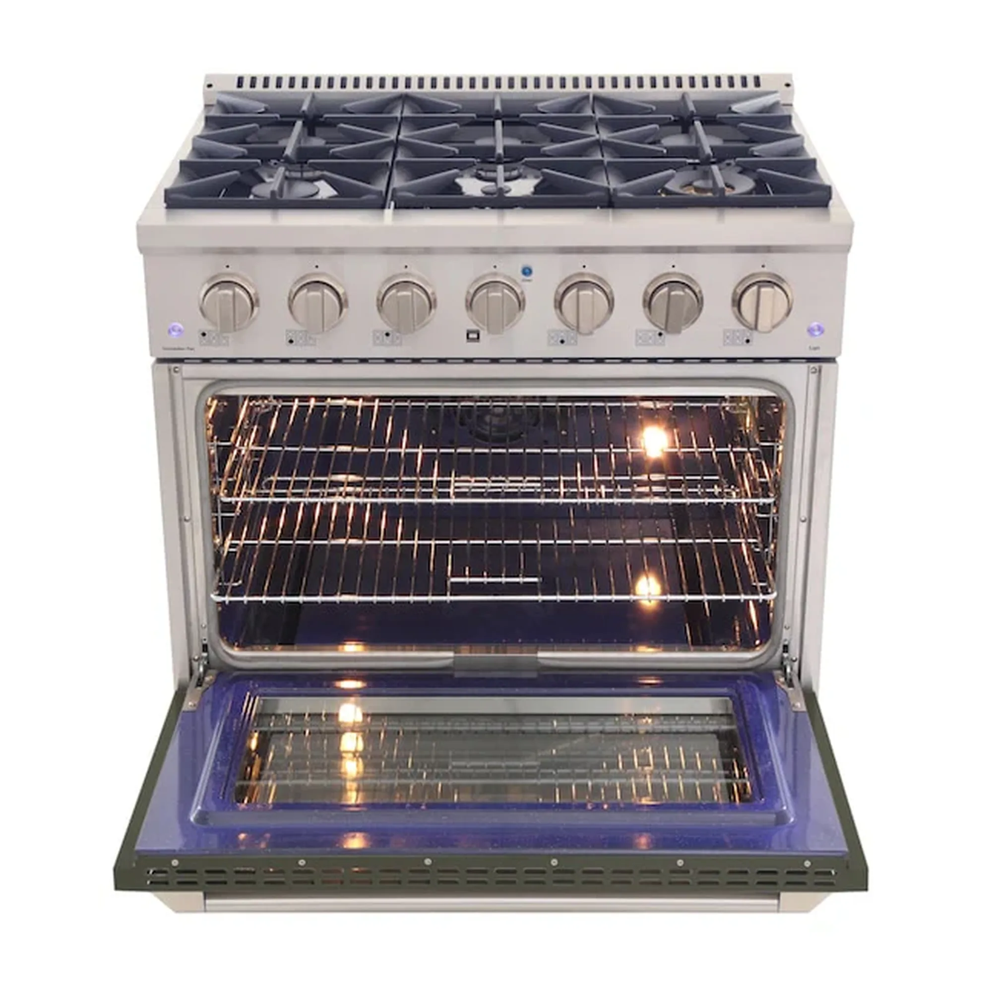Kucht 36-Inch Pro-Style Dual Fuel Range in Propane Gas with  5.2 cu. ft. Electric Oven & 6 Gas Burners in Olive Green (KDF362/LP-OG) - Image 2