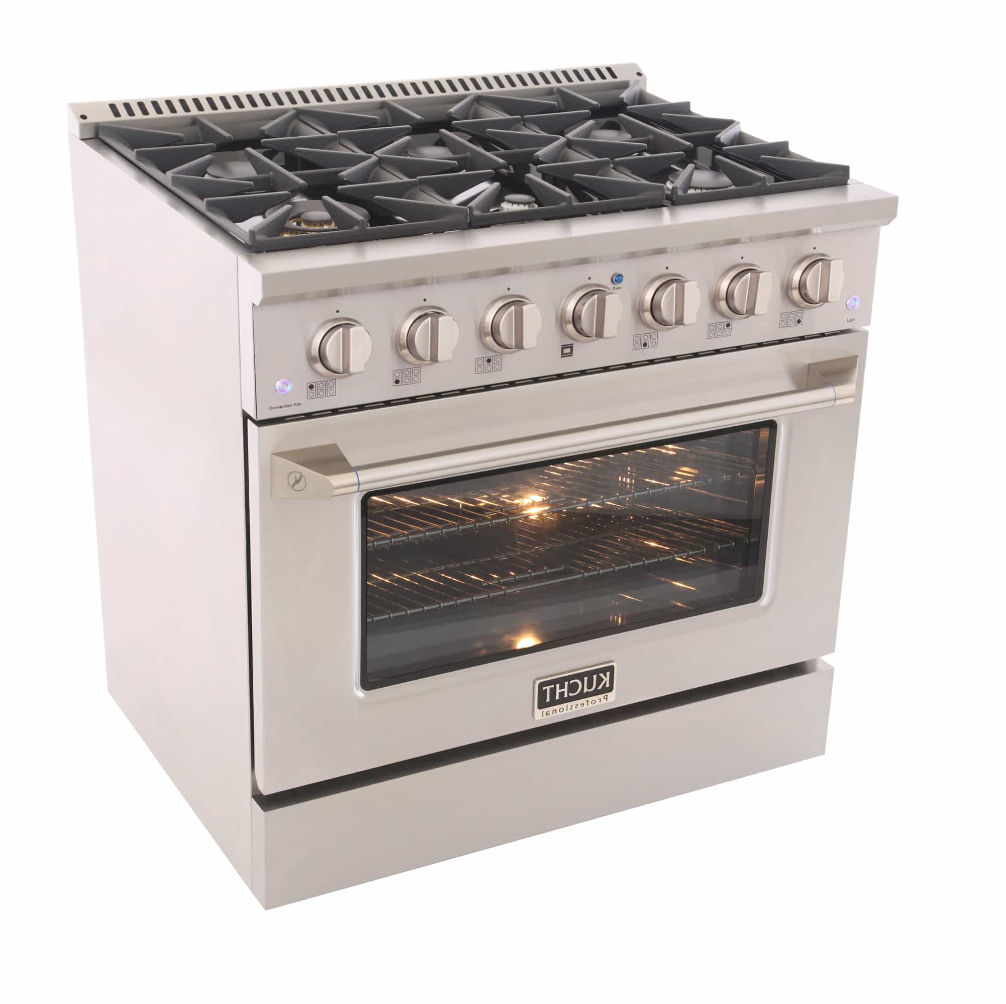 Kucht 36-Inch Pro-Style Dual Fuel Range with Propane Gas in Stainless Steel (KDF362/LP-S) - Image 6