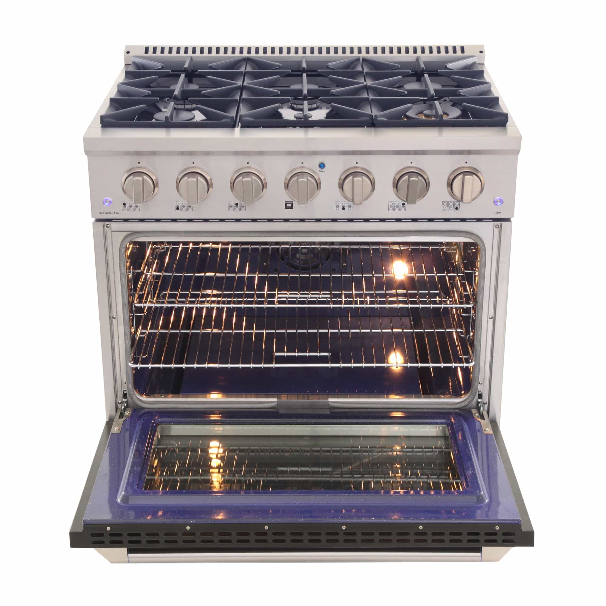 Kucht 36-Inch Pro-Style Dual Fuel Range with Propane Gas in Stainless Steel with Black Oven Door (KDF362/LP-K) - Image 4