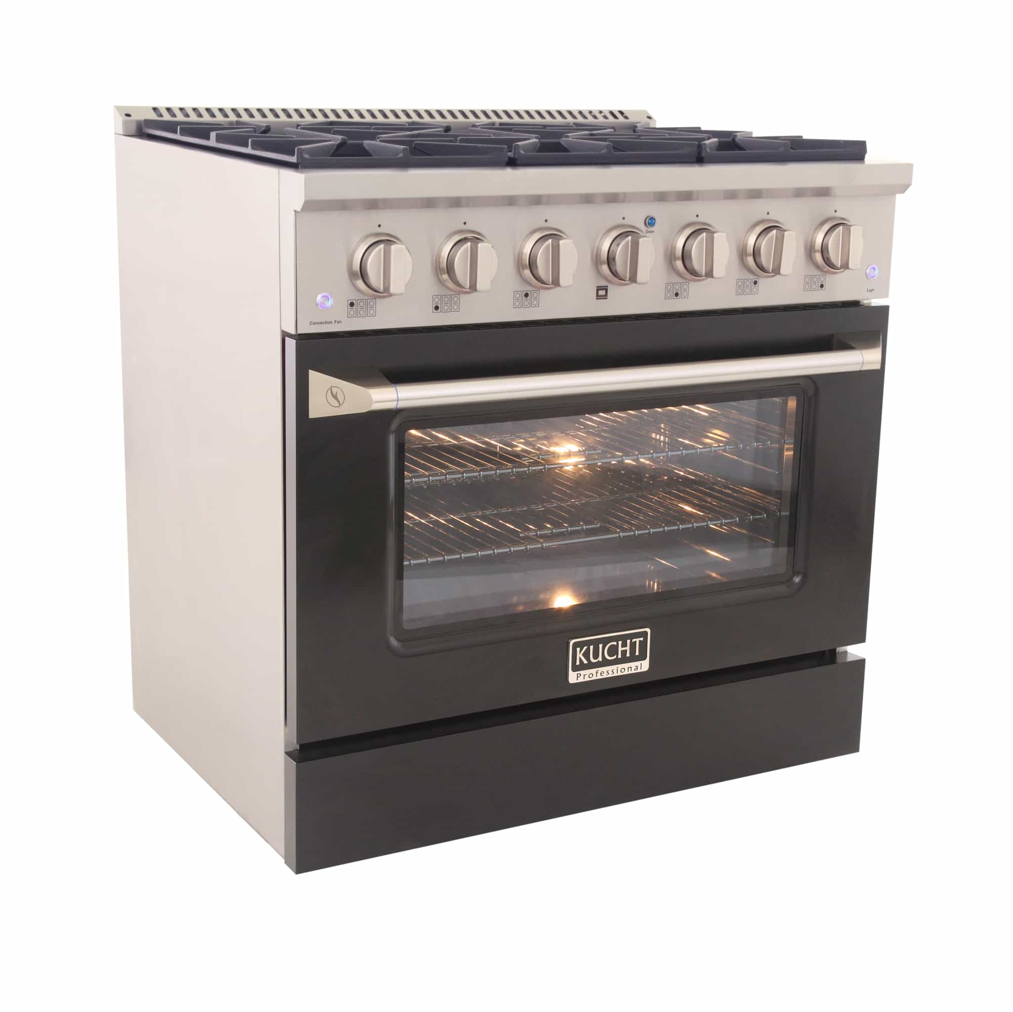 Kucht 36-Inch Pro-Style Dual Fuel Range with Propane Gas in Stainless Steel with Black Oven Door (KDF362/LP-K) - Image 5