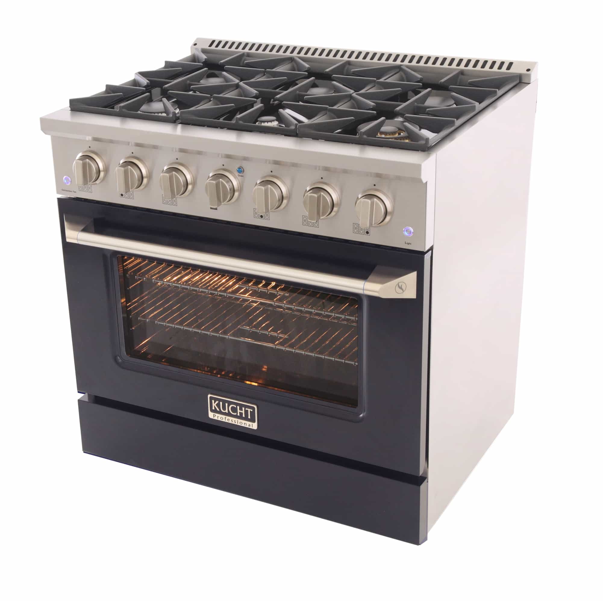 Kucht 36-Inch Pro-Style Dual Fuel Range with Propane Gas in Stainless Steel with Black Oven Door (KDF362/LP-K) - Image 7