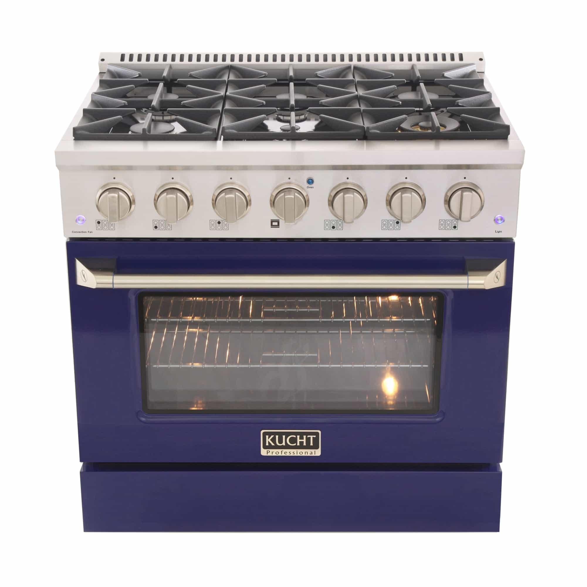 Kucht 36-Inch Pro-Style Dual Fuel Range with Propane Gas in Stainless Steel with Blue Oven Door (KDF362/LP-B) - Image 3