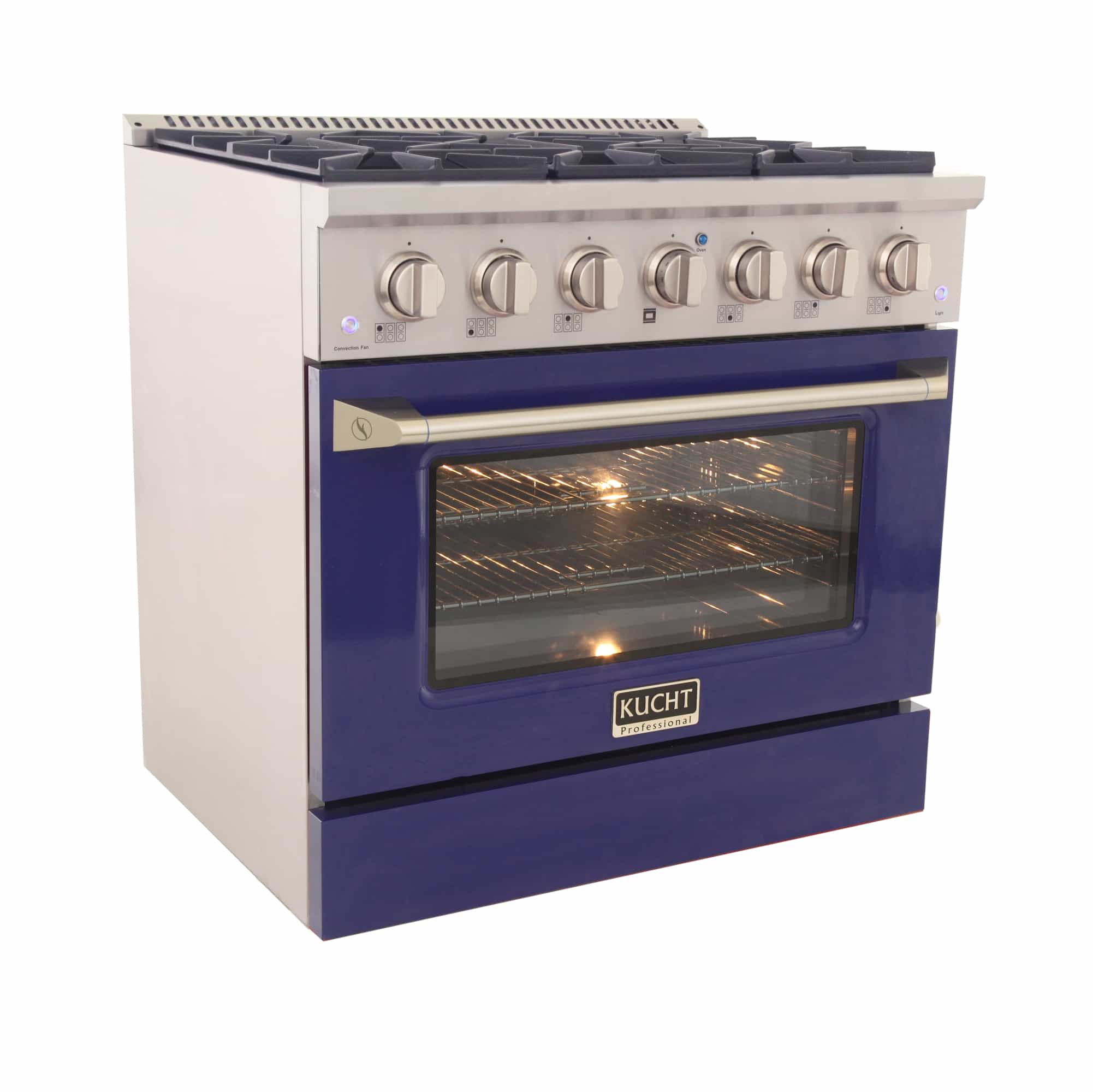 Kucht 36-Inch Pro-Style Dual Fuel Range with Propane Gas in Stainless Steel with Blue Oven Door (KDF362/LP-B) - Image 5