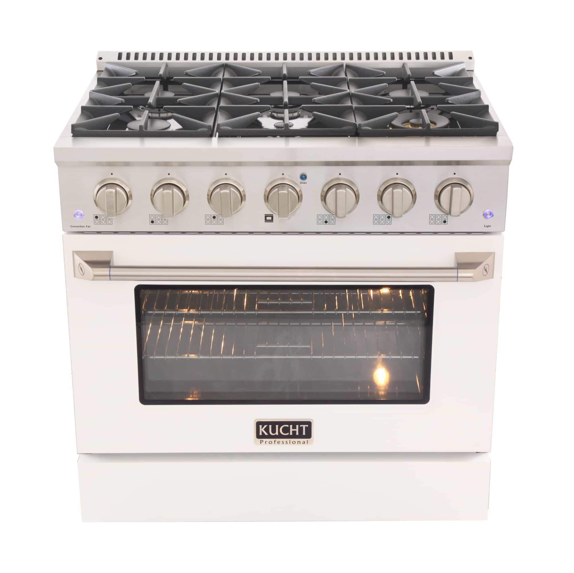 Kucht 36-Inch Pro-Style Dual Fuel Range with Propane Gas in Stainless Steel with White Oven Door (KDF362/LP-W) - Image 3