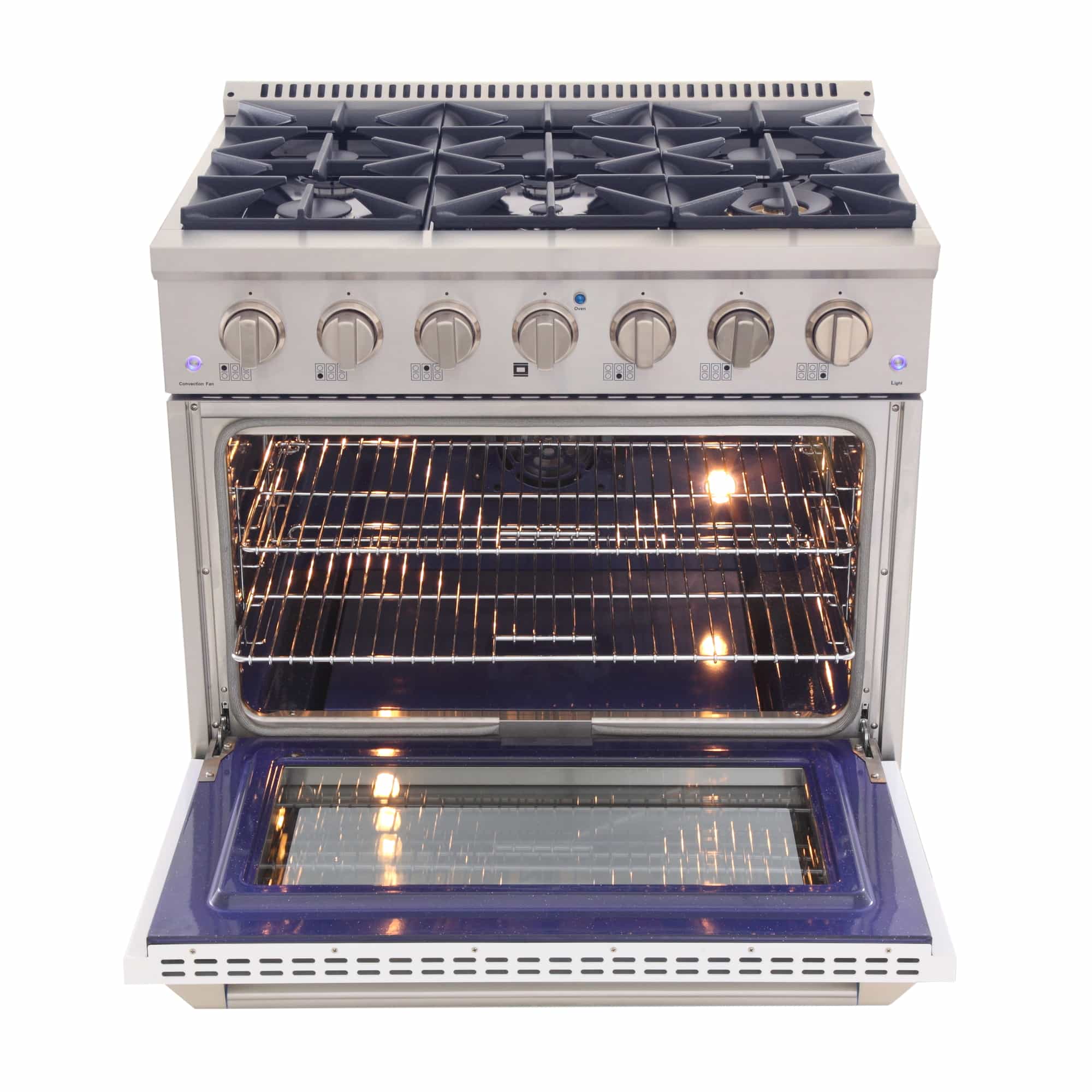 Kucht 36-Inch Pro-Style Dual Fuel Range with Propane Gas in Stainless Steel with White Oven Door (KDF362/LP-W) - Image 4