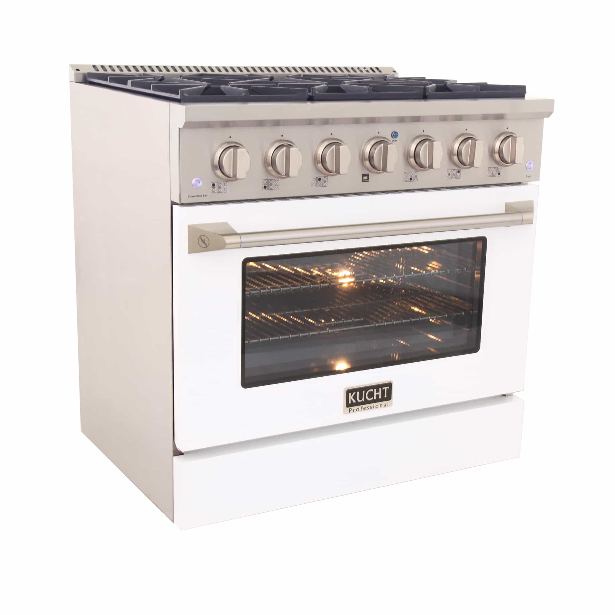 Kucht 36-Inch Pro-Style Dual Fuel Range with Propane Gas in Stainless Steel with White Oven Door (KDF362/LP-W) - Image 5