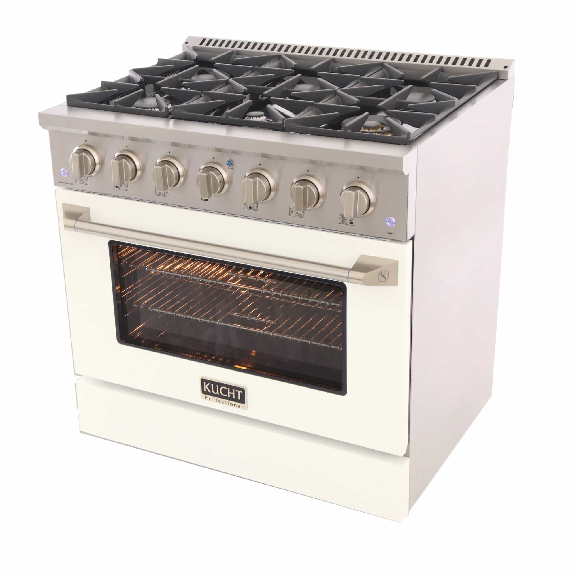 Kucht 36-Inch Pro-Style Dual Fuel Range with Propane Gas in Stainless Steel with White Oven Door (KDF362/LP-W) - Image 7