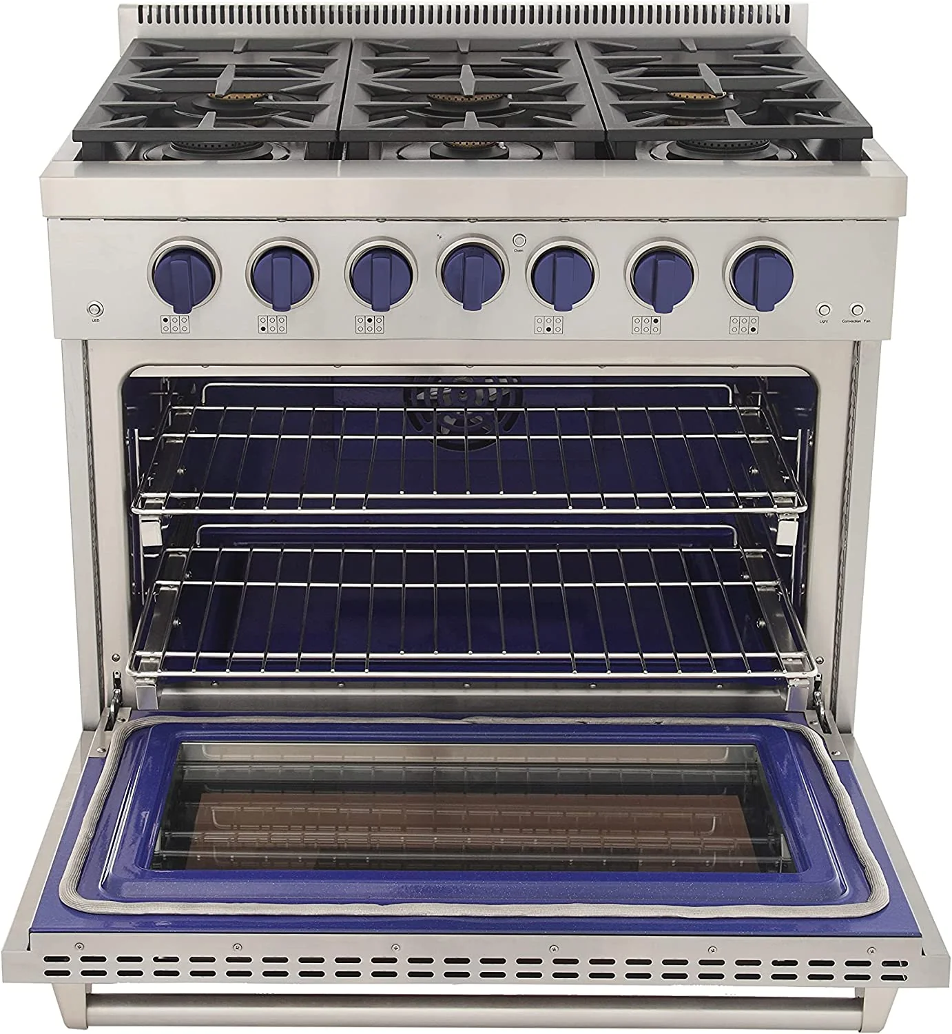 Kucht 36-Inch Propane Gas Range in Stainless Steel with Blue Knob (KFX360/LP-B) - Image 4