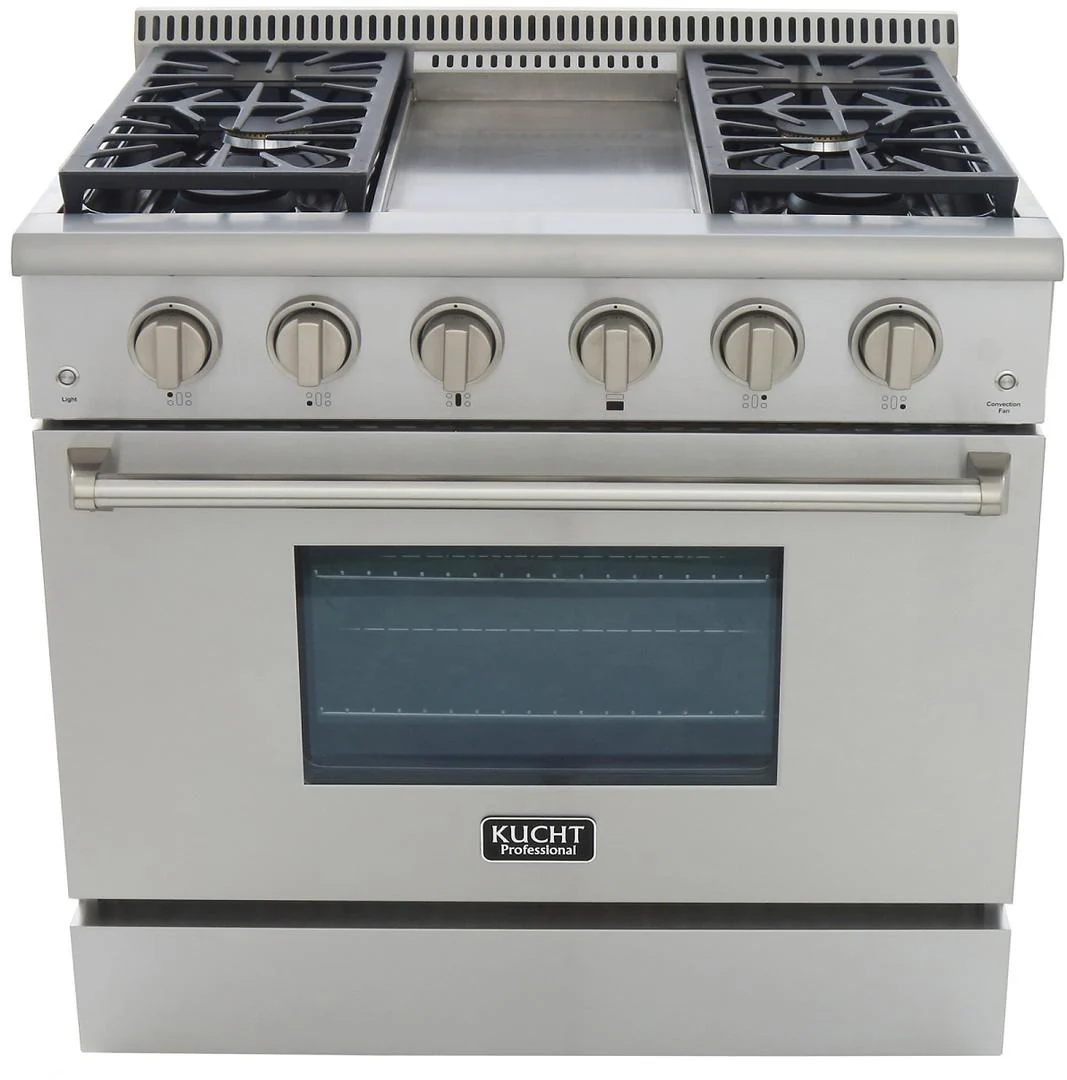 Kucht 36-Inch Propane Gas Range with 5.2 Cu. Ft. Convection Oven & Griddle in Stainless Steel (KRG3609U/LP-S) - Image 2