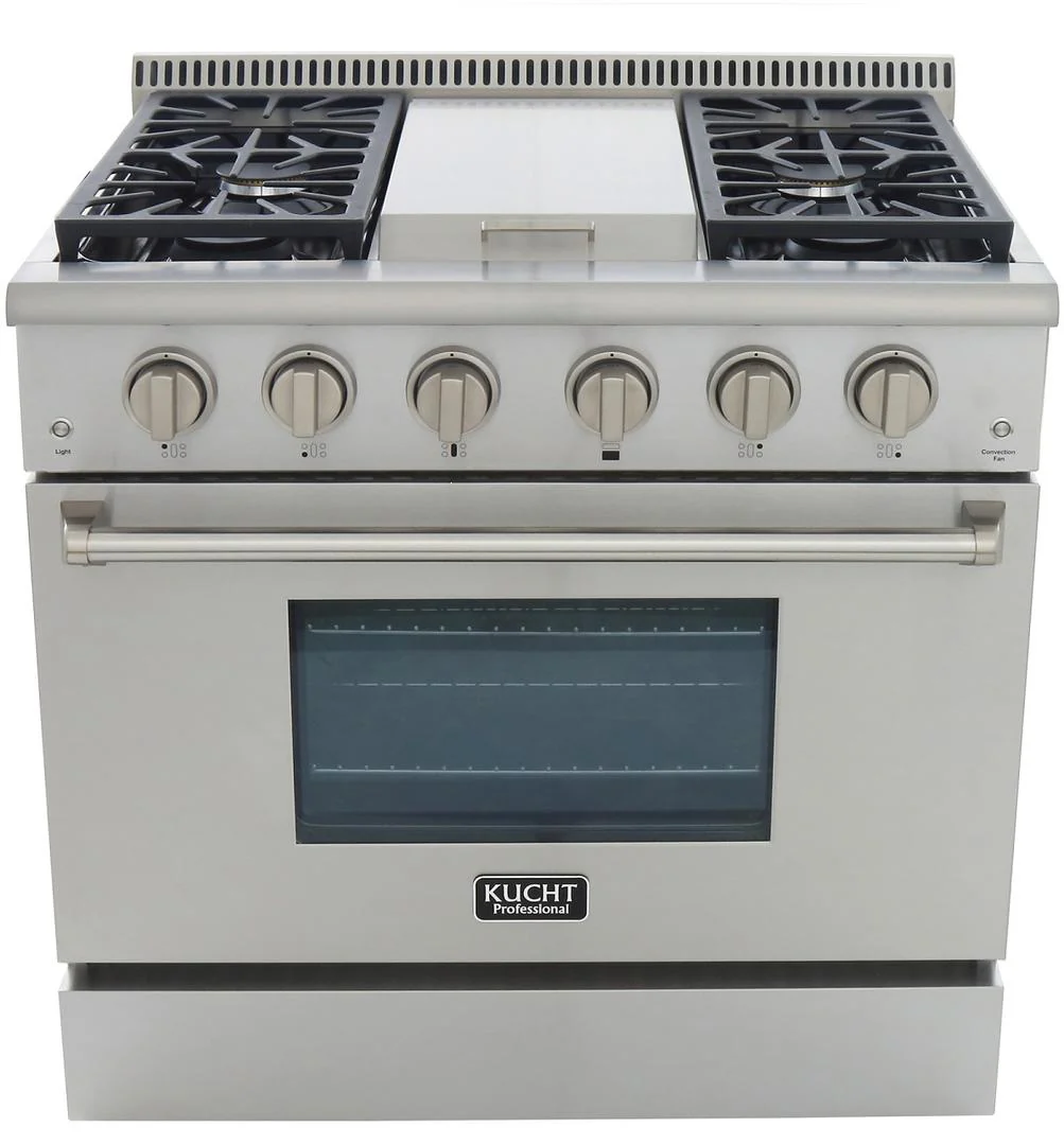 Kucht 36-Inch Propane Gas Range with 5.2 Cu. Ft. Convection Oven & Griddle in Stainless Steel (KRG3609U/LP-S) - Image 3