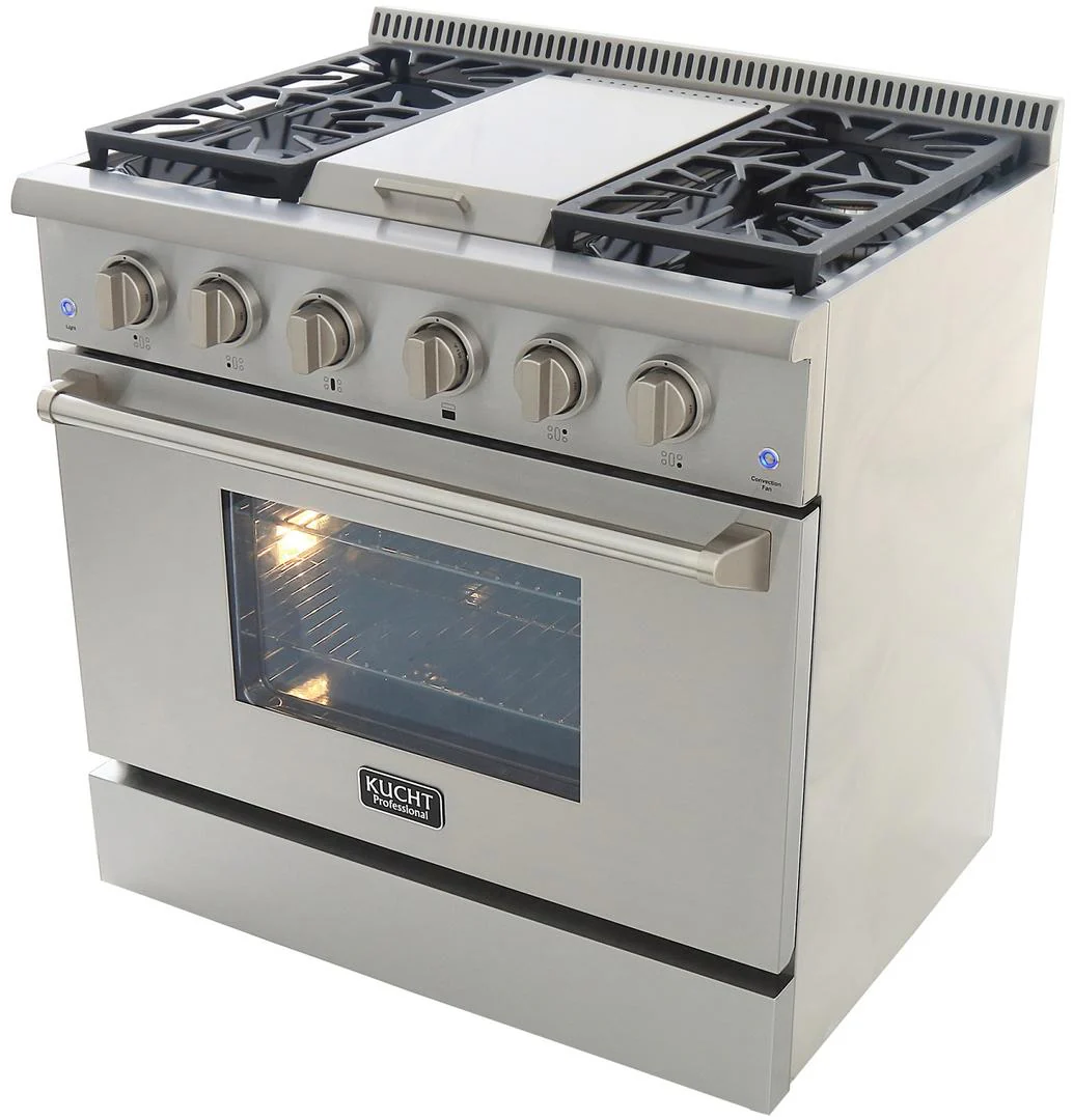 Kucht 36-Inch Propane Gas Range with 5.2 Cu. Ft. Convection Oven & Griddle in Stainless Steel (KRG3609U/LP-S) - Image 4