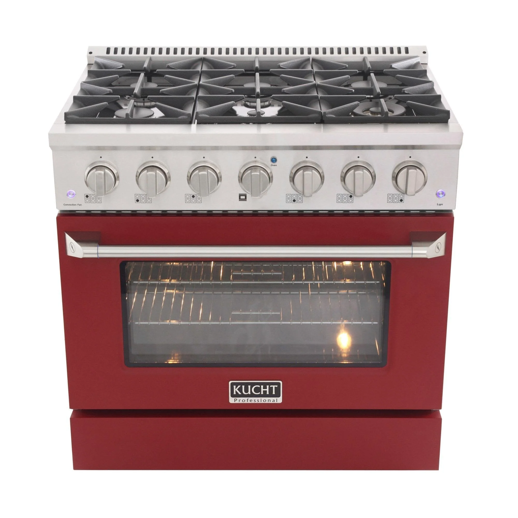 Kucht 36-Inch Propane Gas Range with Sealed Burners & 5.2 Cu. Ft. Convection Oven in Red (KNG361/LP-R) - Image 9