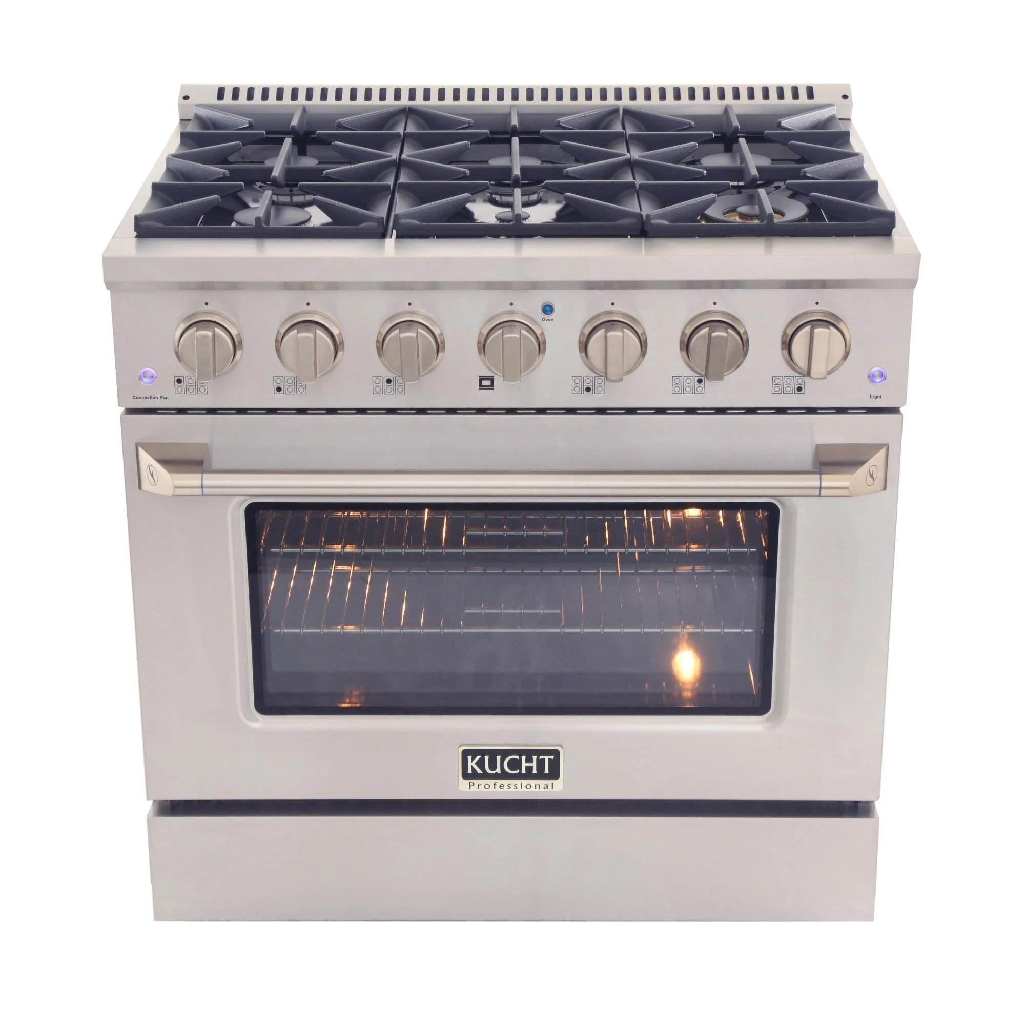Kucht 36-Inch Propane Gas Range with Sealed Burners & 5.2 Cu. Ft. Convection Oven in Stainless Steel (KNG361/LP-S) - Image 7