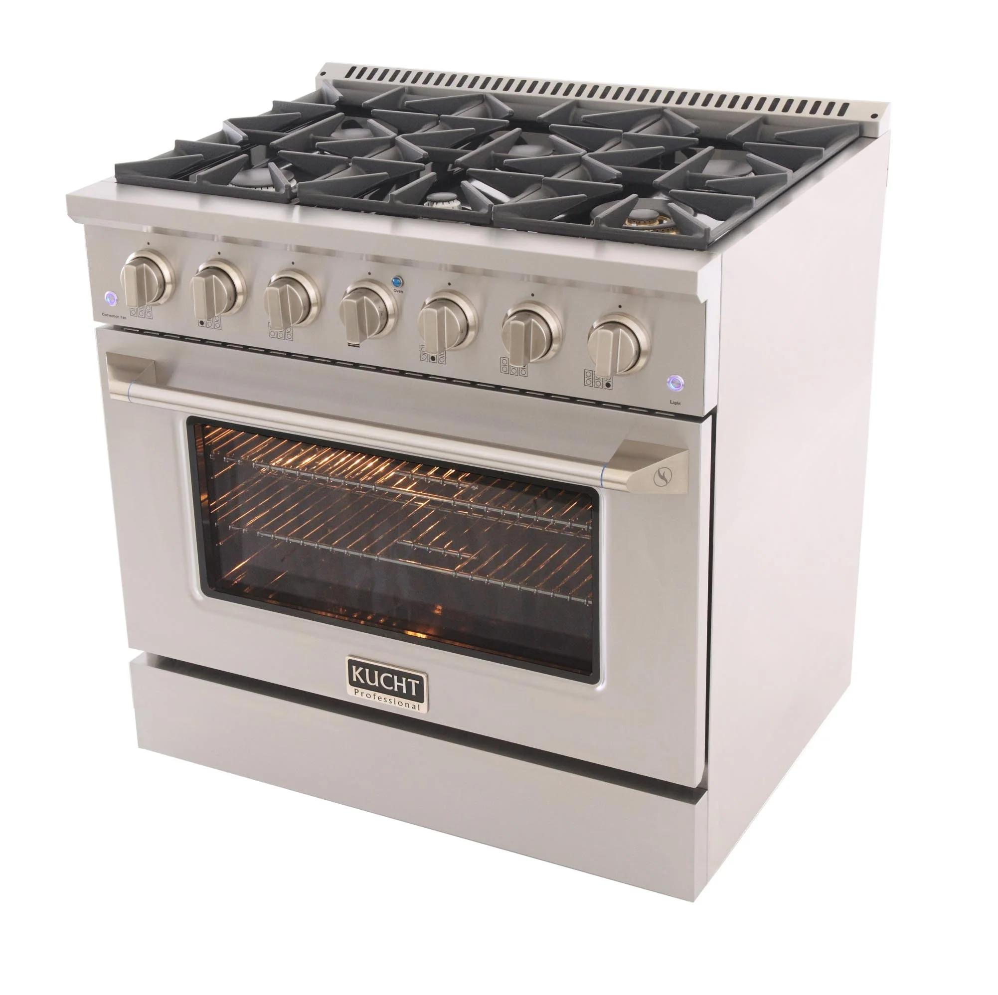 Kucht 36-Inch Propane Gas Range with Sealed Burners & 5.2 Cu. Ft. Convection Oven in Stainless Steel (KNG361/LP-S) - Image 9