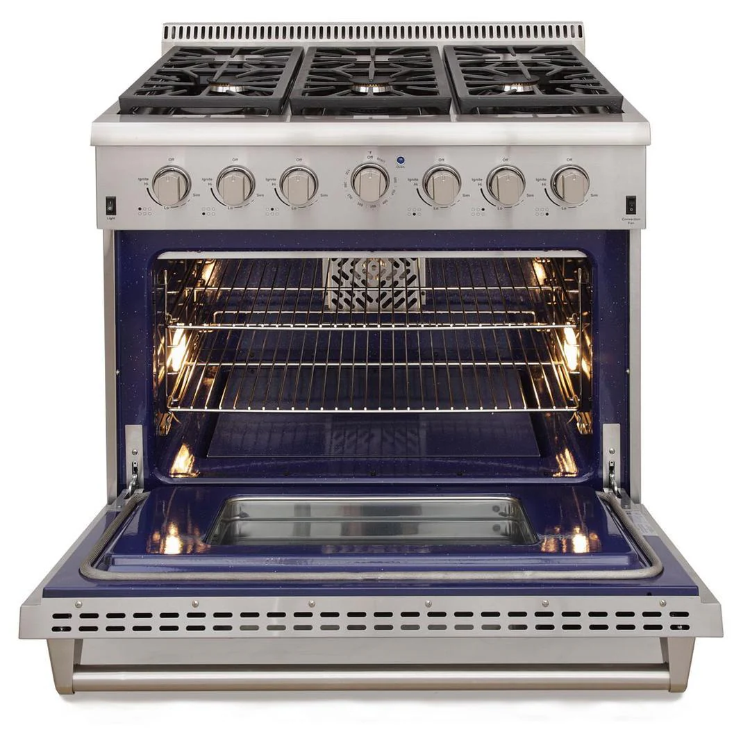 Kucht 36-Inch Propane Gas Range with Sealed Burners & 5.2 Cu. Ft. Convection Oven in Stainless Steel (KRG3618U/LP-S) - Image 6