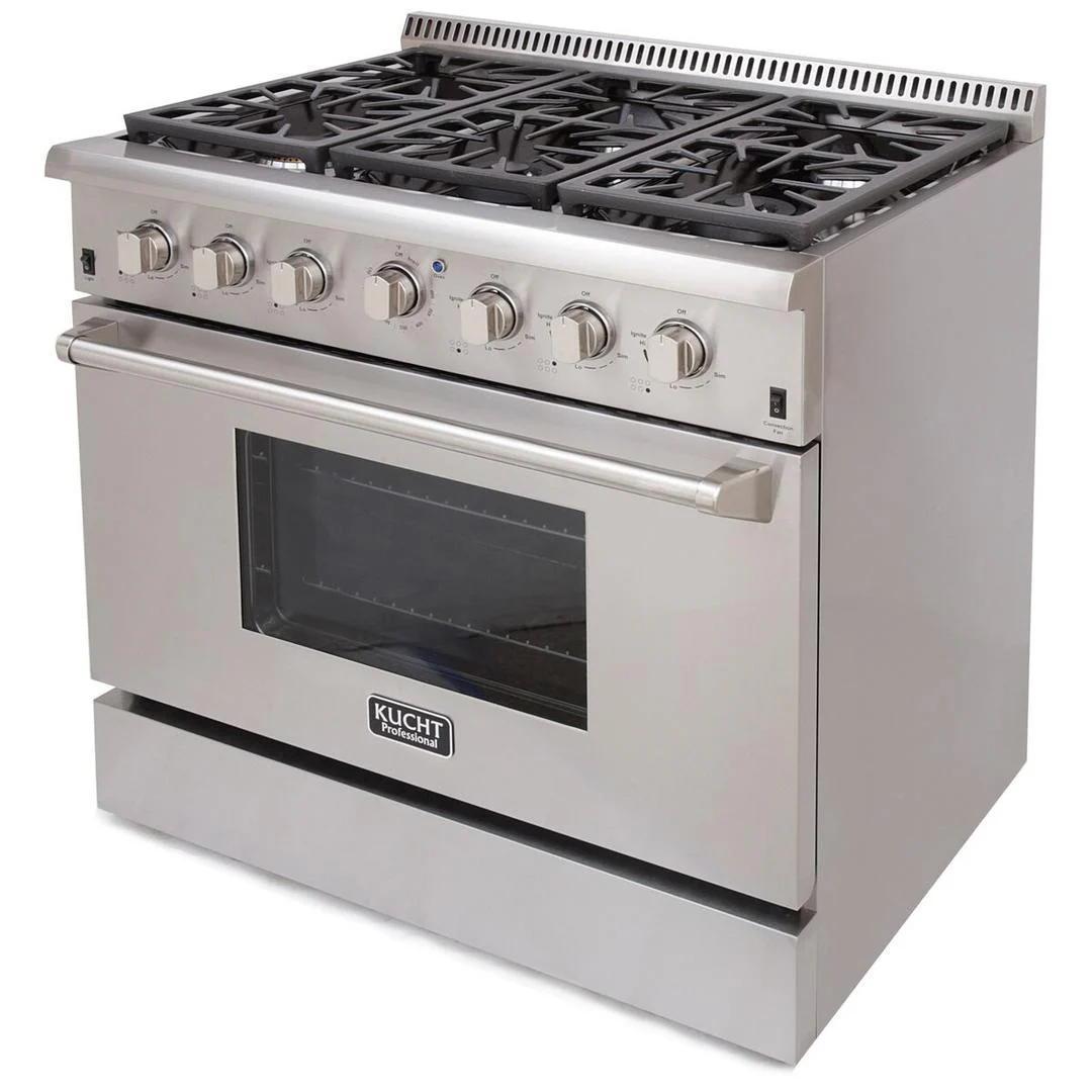 Kucht 36-Inch Propane Gas Range with Sealed Burners & 5.2 Cu. Ft. Convection Oven in Stainless Steel (KRG3618U/LP-S) - Image 8