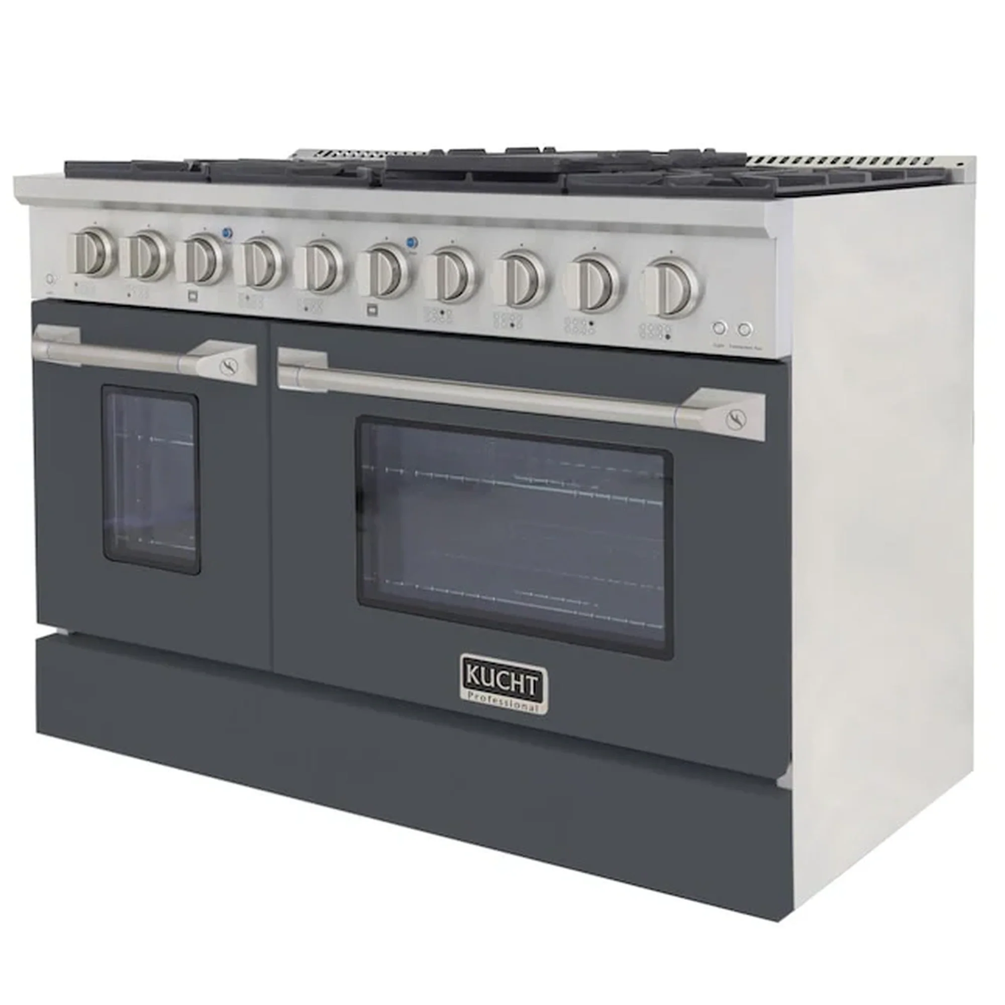 Kucht 48-Inch Pro-Style Dual Fuel Range in Propane Gas with  4.2 cu. ft. Electric Oven & 8 Gas Burners in Gray (KDF482/LP-GR) - Image 4