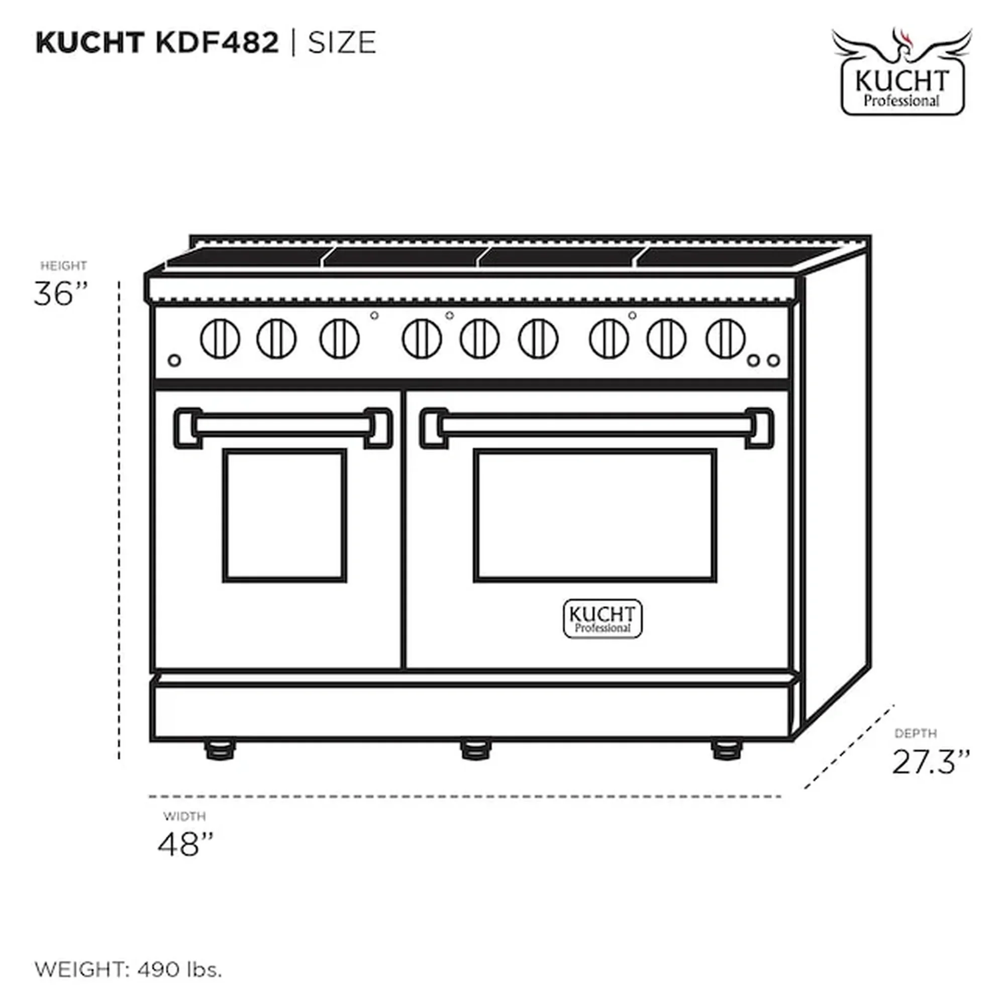 Kucht 48-Inch Pro-Style Dual Fuel Range in Propane Gas with  4.2 cu. ft. Electric Oven & 8 Gas Burners in Olive Green (KDF482/LP-OG) - Image 10