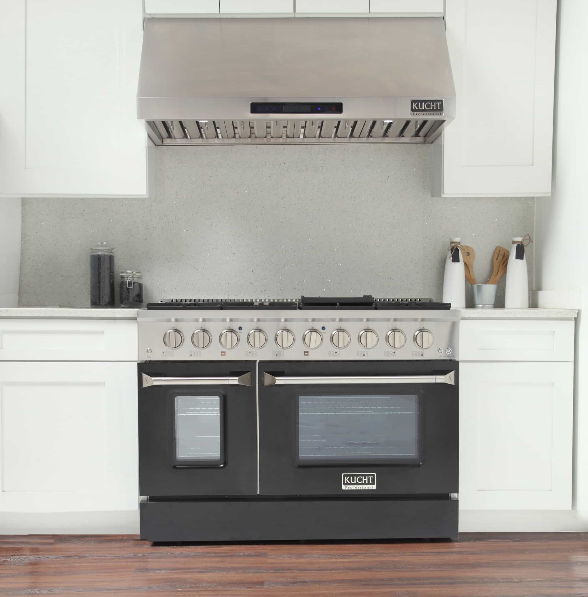 Kucht 48-Inch Pro-Style Dual Fuel Range with Propane Gas in Stainless Steel with Black Oven Door (KDF482/LP-K) - Image 2