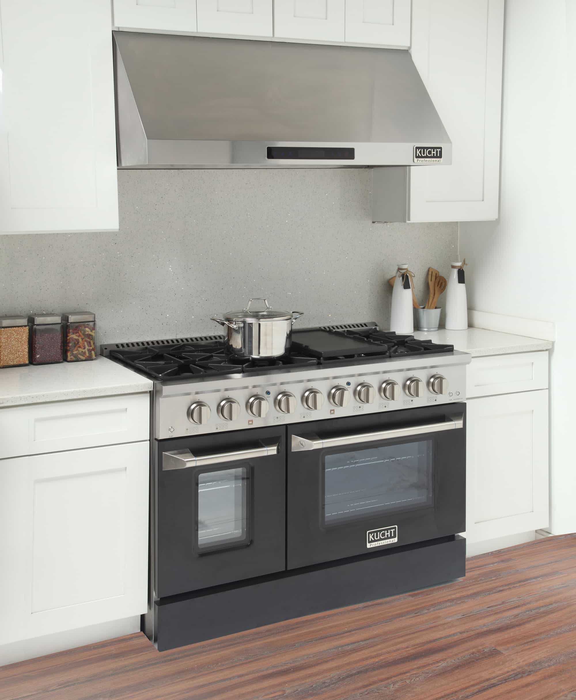Kucht 48-Inch Pro-Style Dual Fuel Range with Propane Gas in Stainless Steel with Black Oven Door (KDF482/LP-K) - Image 3