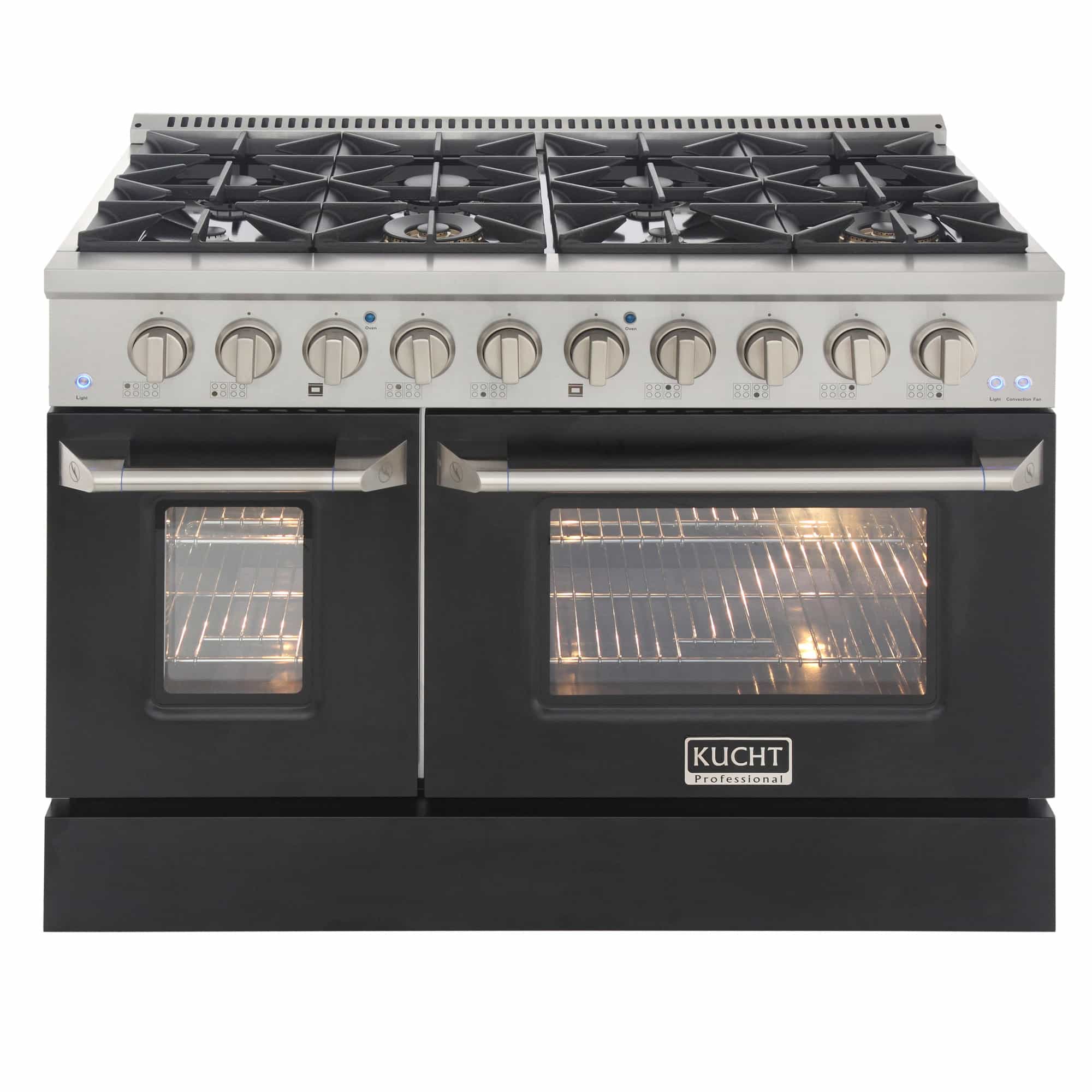Kucht 48-Inch Pro-Style Dual Fuel Range with Propane Gas in Stainless Steel with Black Oven Door (KDF482/LP-K) - Image 4