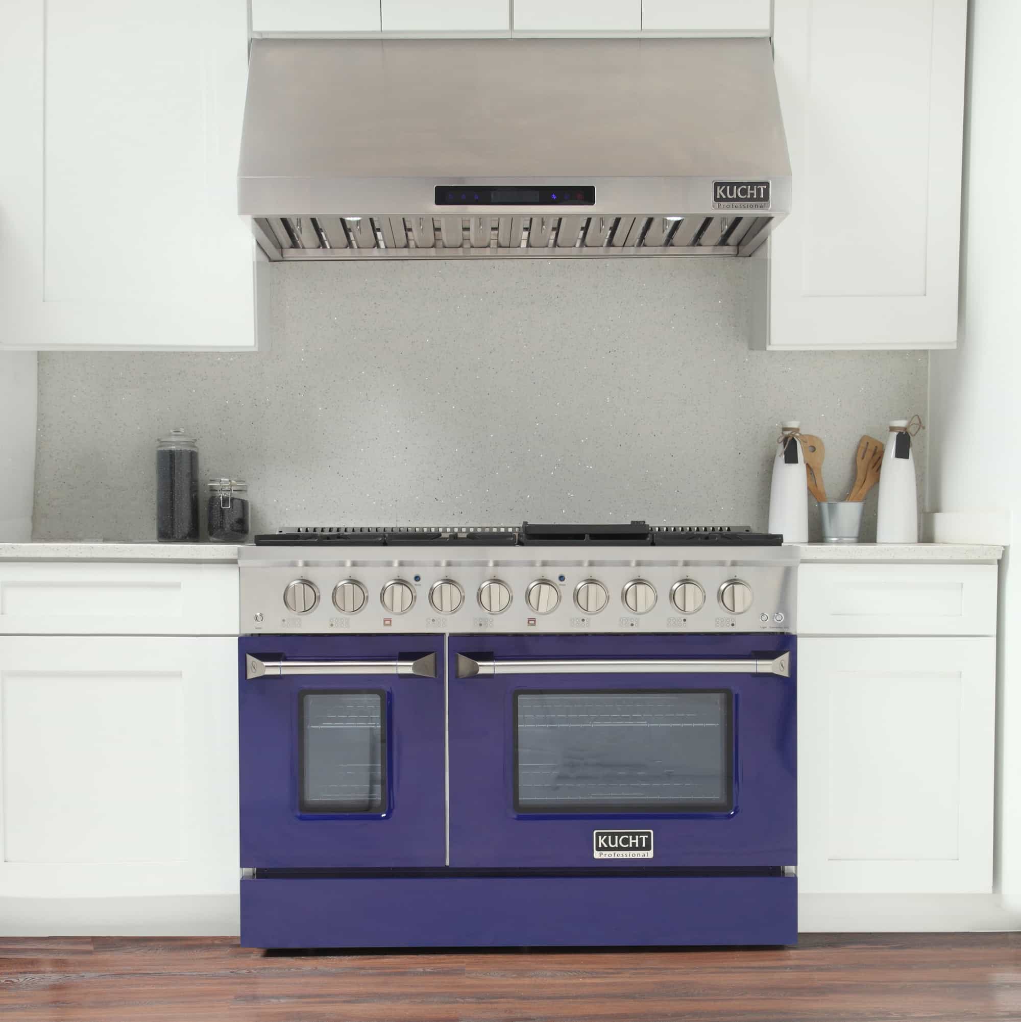 Kucht 48-Inch Pro-Style Dual Fuel Range with Propane Gas in Stainless Steel with Blue Oven Door (KDF482/LP-B) - Image 2