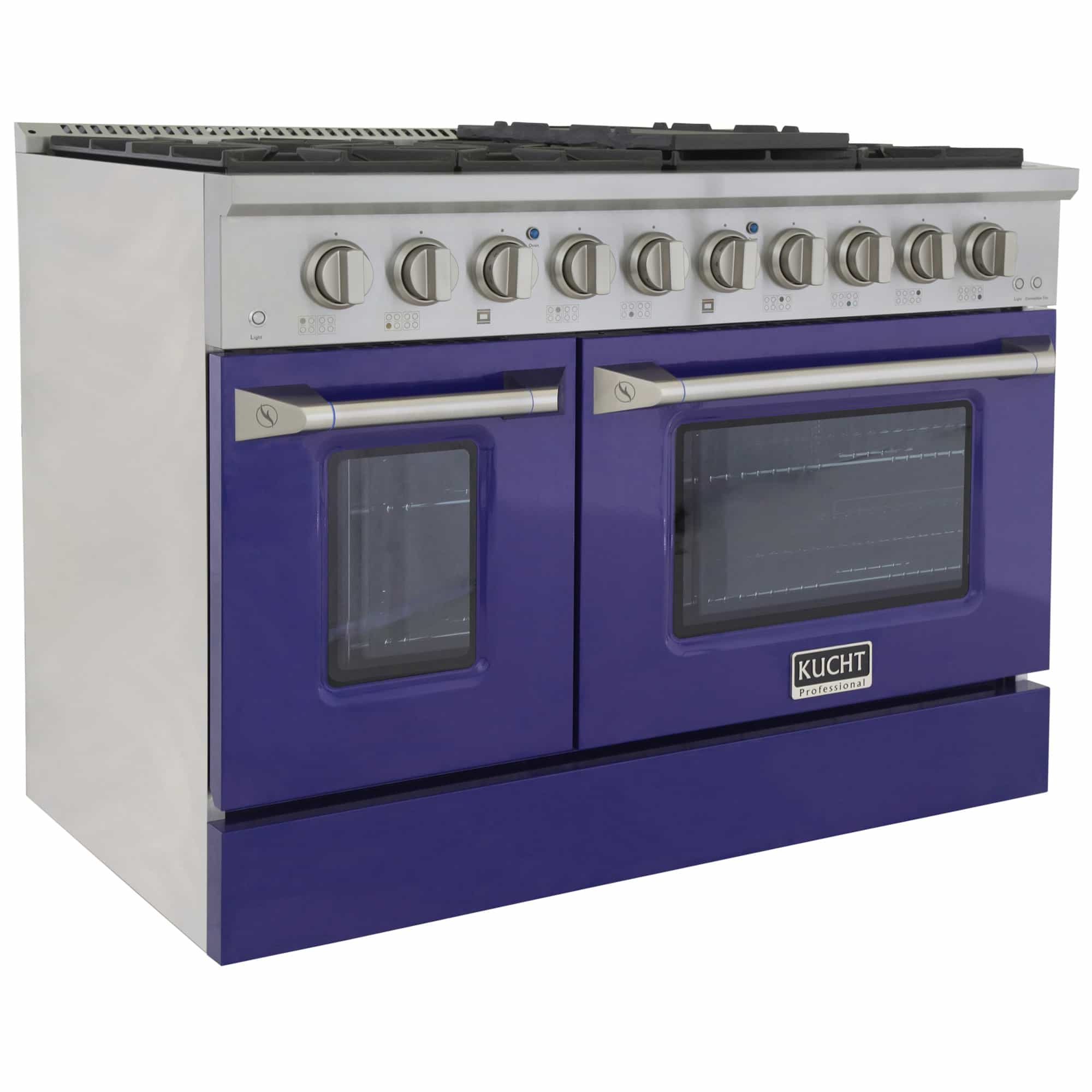 Kucht 48-Inch Pro-Style Dual Fuel Range with Propane Gas in Stainless Steel with Blue Oven Door (KDF482/LP-B) - Image 4
