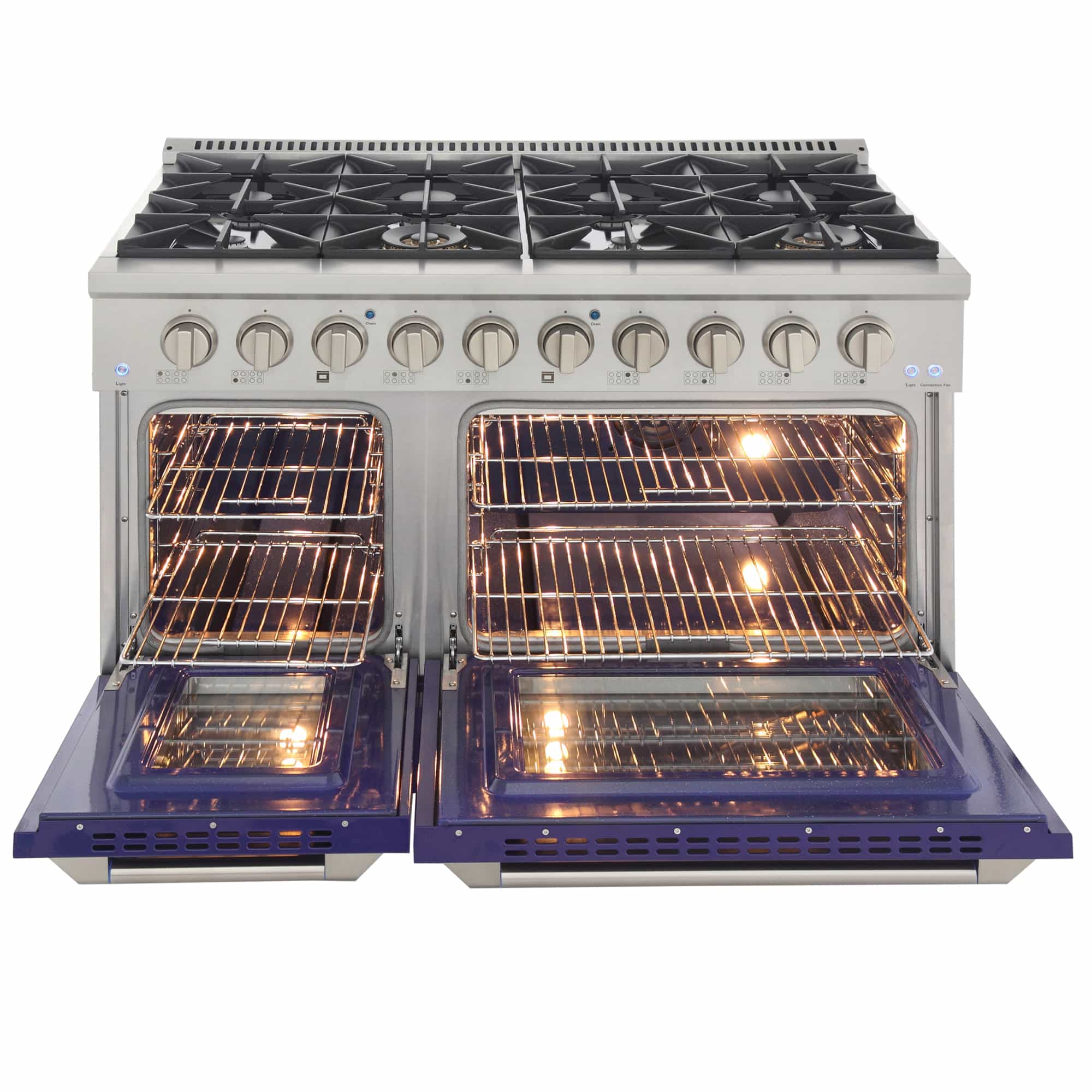 Kucht 48-Inch Pro-Style Dual Fuel Range with Propane Gas in Stainless Steel with Blue Oven Door (KDF482/LP-B) - Image 5