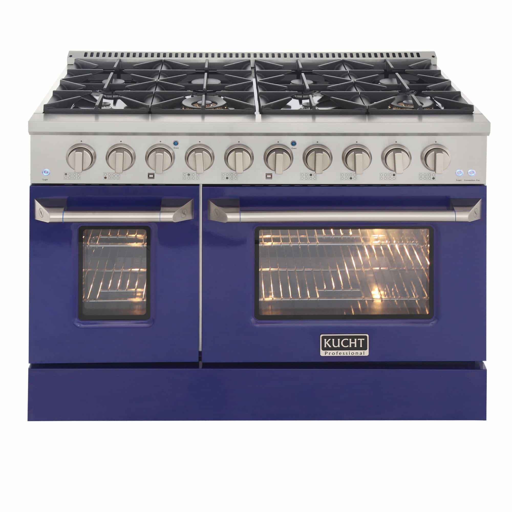 Kucht 48-Inch Pro-Style Dual Fuel Range with Propane Gas in Stainless Steel with Blue Oven Door (KDF482/LP-B) - Image 9