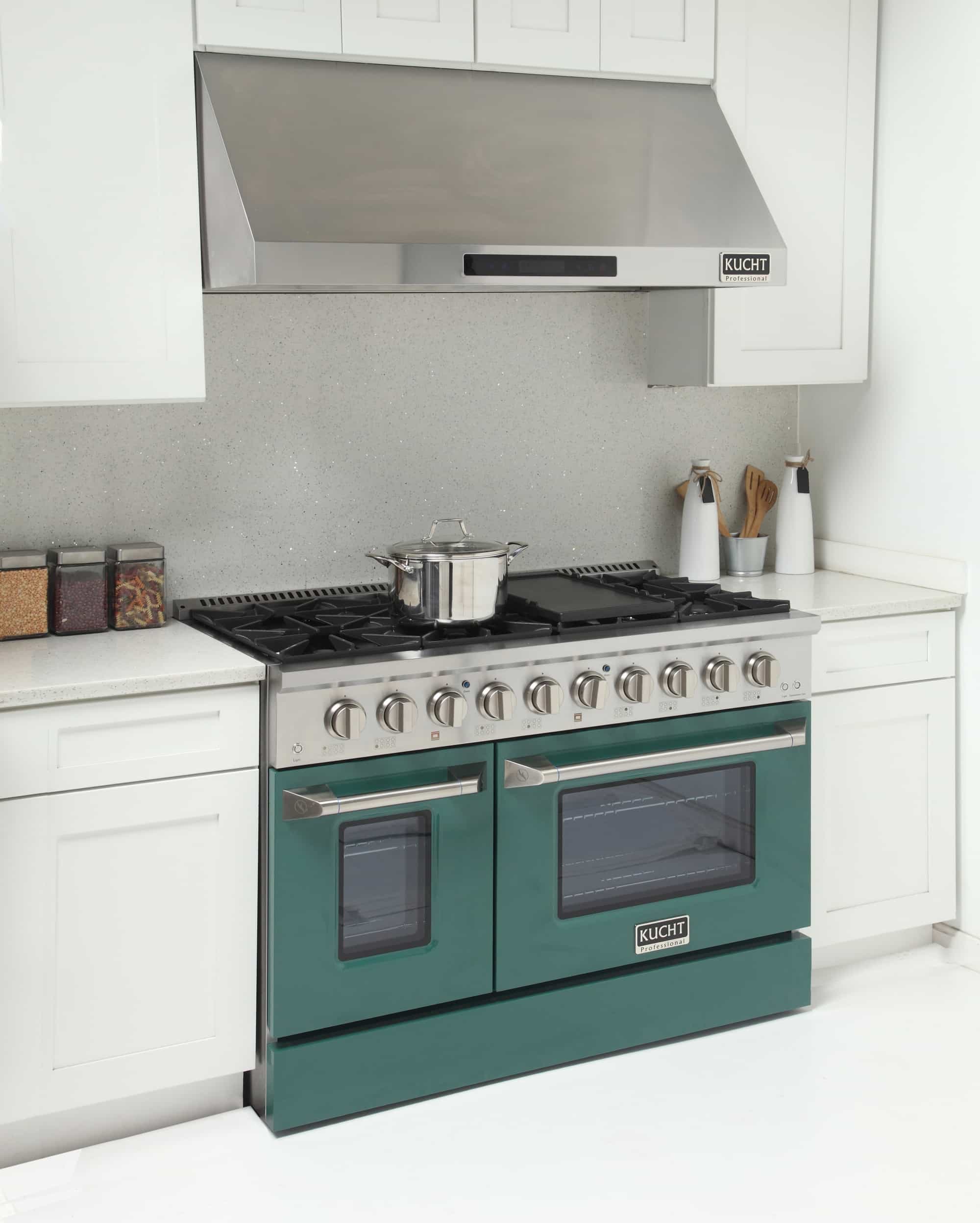Kucht 48-Inch Pro-Style Dual Fuel Range with Propane Gas in Stainless Steel with Green Oven Door (KDF482/LP-G) - Image 3