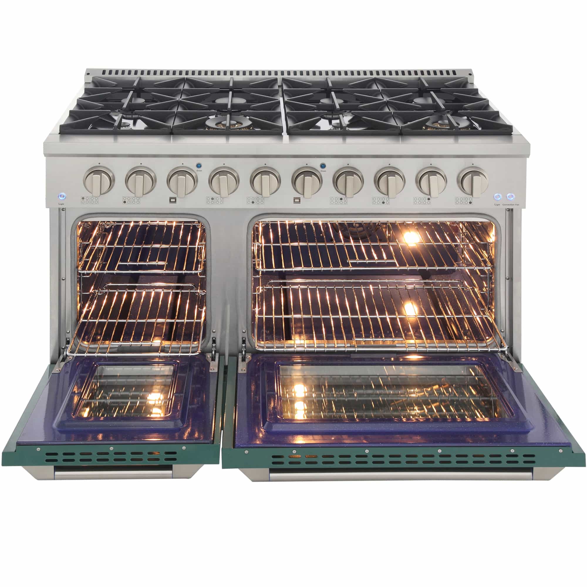 Kucht 48-Inch Pro-Style Dual Fuel Range with Propane Gas in Stainless Steel with Green Oven Door (KDF482/LP-G) - Image 5