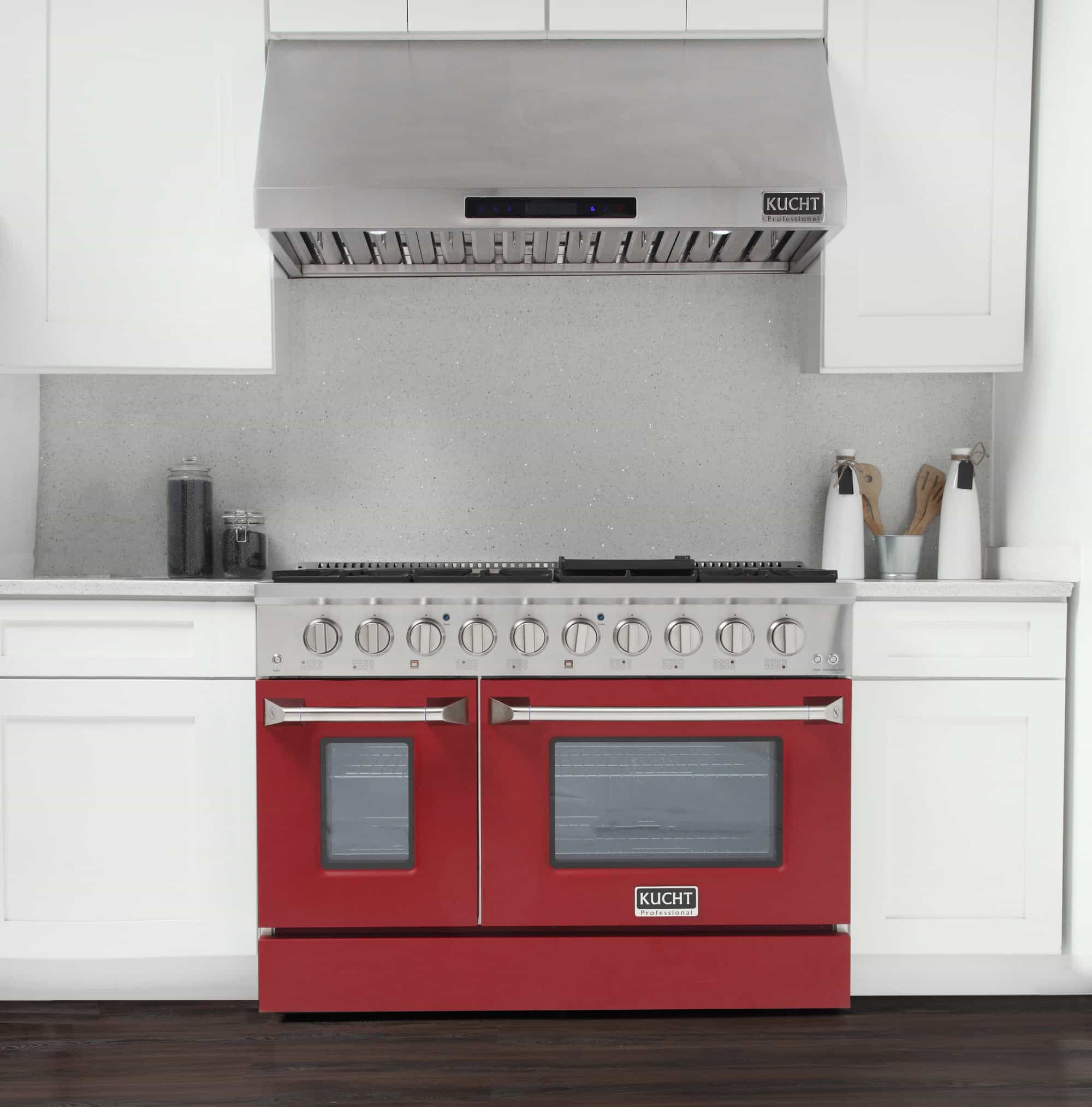 Kucht 48-Inch Pro-Style Dual Fuel Range with Propane Gas in Stainless Steel with Red Oven Door (KDF482/LP-R) - Image 2