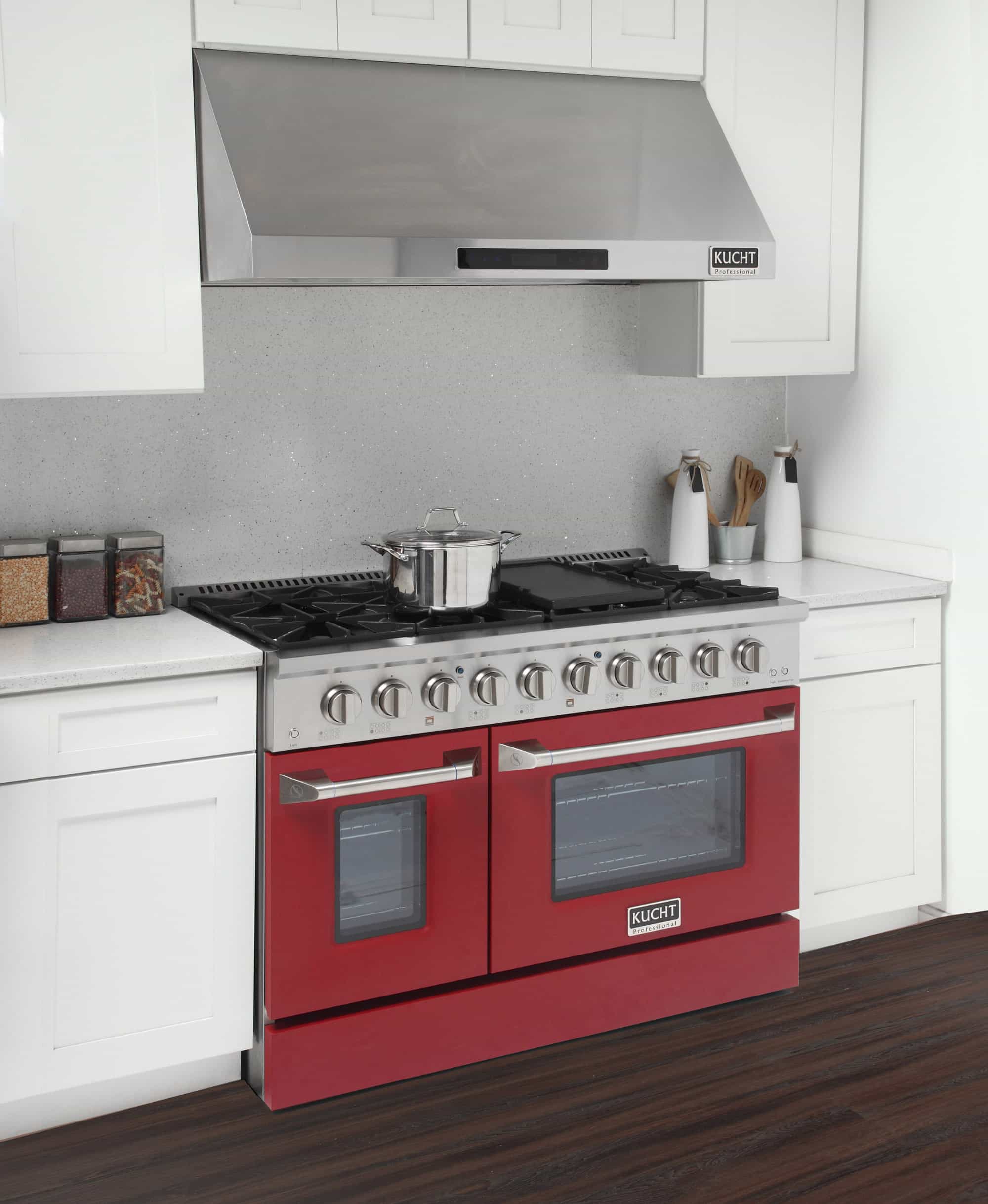 Kucht 48-Inch Pro-Style Dual Fuel Range with Propane Gas in Stainless Steel with Red Oven Door (KDF482/LP-R) - Image 3