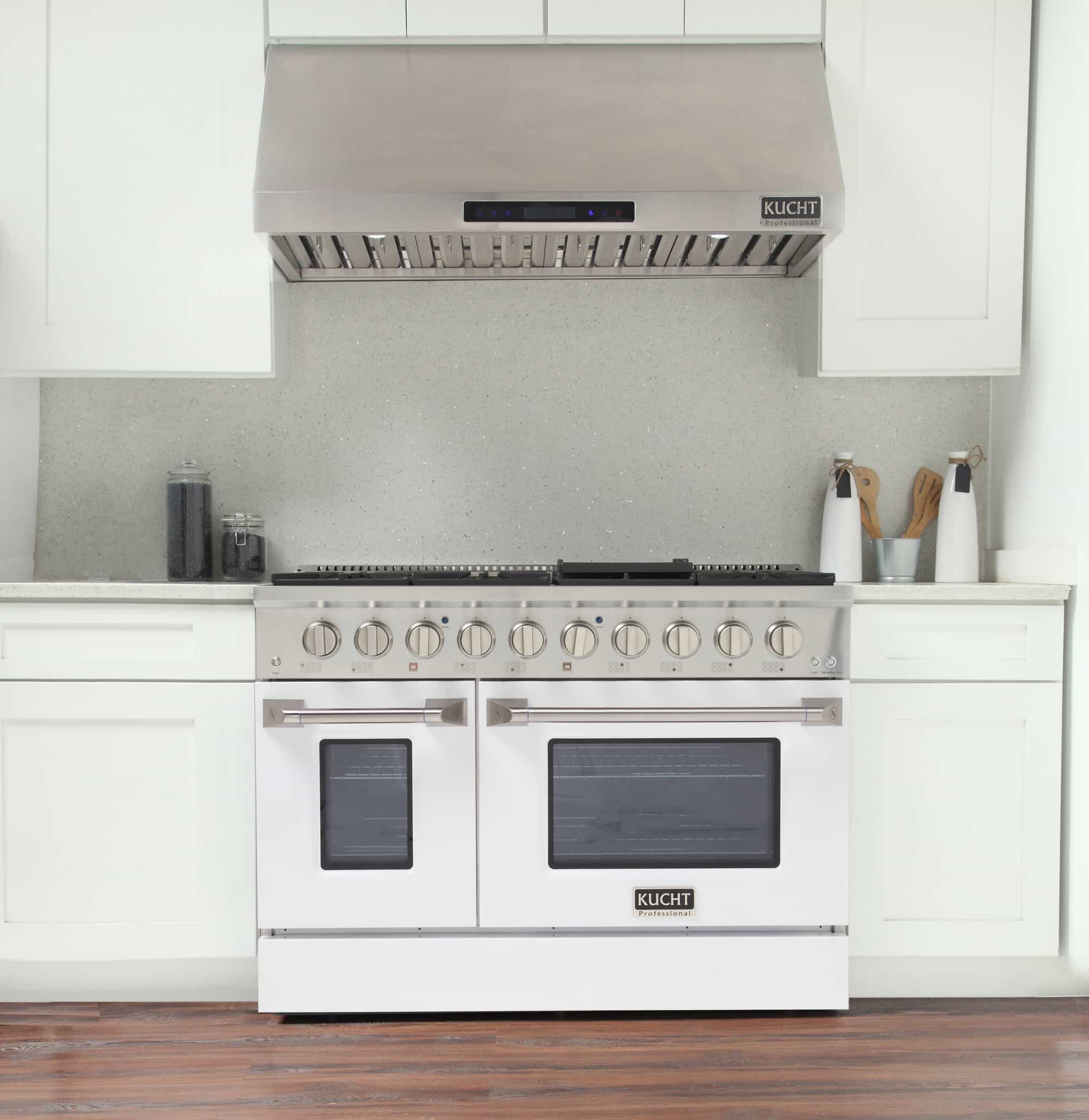 Kucht 48-Inch Pro-Style Dual Fuel Range with Propane Gas in Stainless Steel with White Oven Door (KDF482/LP-W) - Image 2
