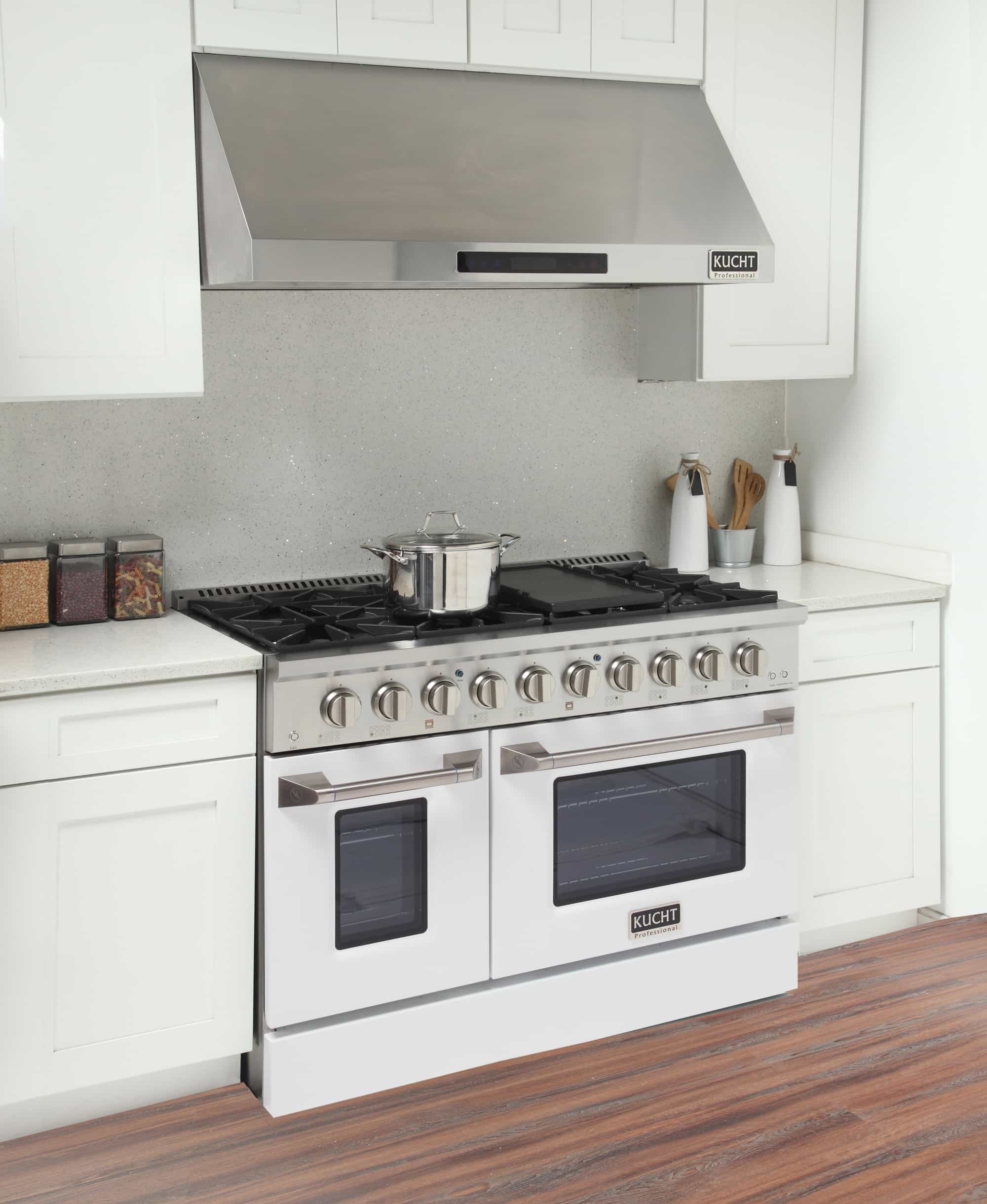 Kucht 48-Inch Pro-Style Dual Fuel Range with Propane Gas in Stainless Steel with White Oven Door (KDF482/LP-W) - Image 3