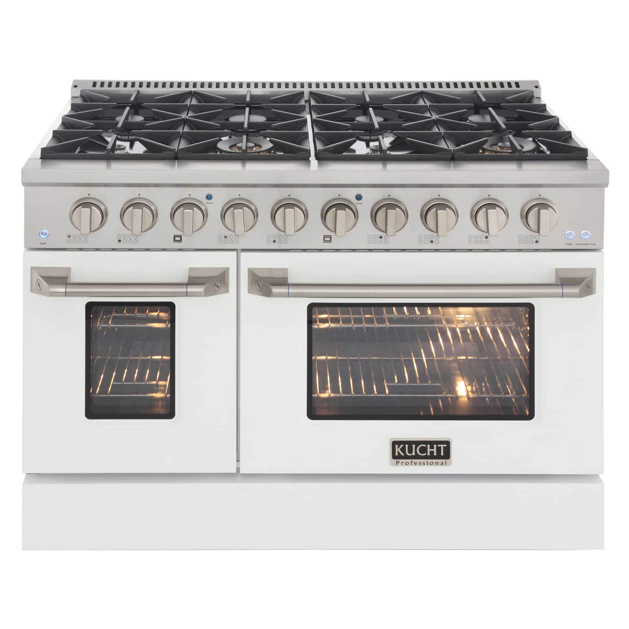 Kucht 48-Inch Pro-Style Dual Fuel Range with Propane Gas in Stainless Steel with White Oven Door (KDF482/LP-W) - Image 4