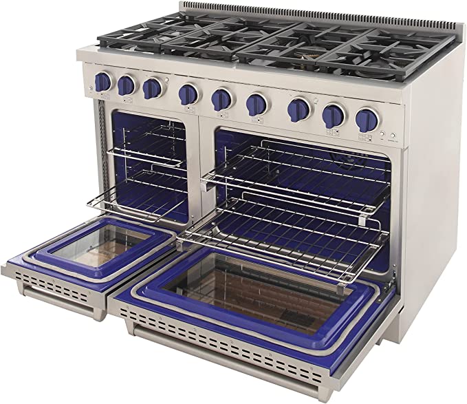 Kucht 48-Inch Propane Gas Range in Stainless Steel with Blue Knob (KFX480/LP-B) - Image 5