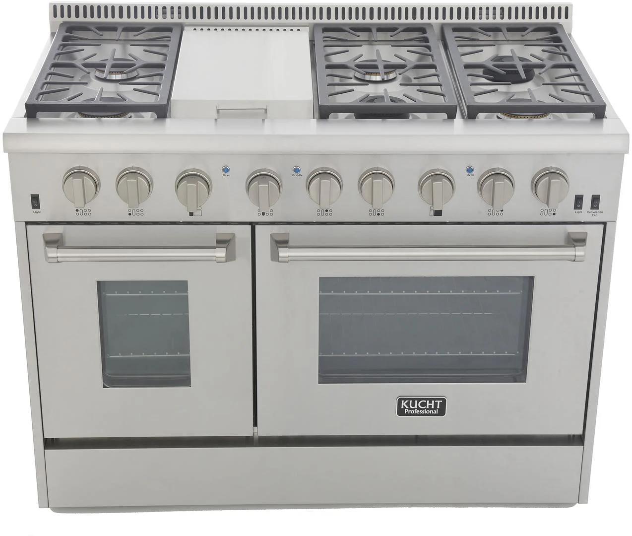 Kucht 48-Inch Propane Gas Range Range with Sealed Burners, 6.7 Cu. Ft. Oven, & Griddle in Stainless Steel (KRG4804U/LP-S) - Image 2