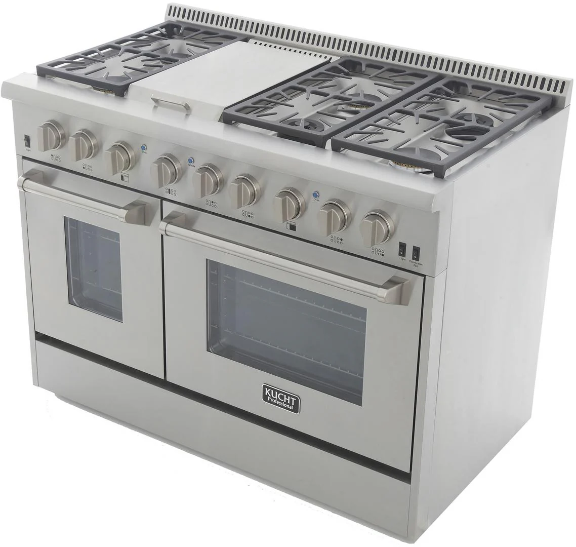 Kucht 48-Inch Propane Gas Range Range with Sealed Burners, 6.7 Cu. Ft. Oven, & Griddle in Stainless Steel (KRG4804U/LP-S) - Image 6