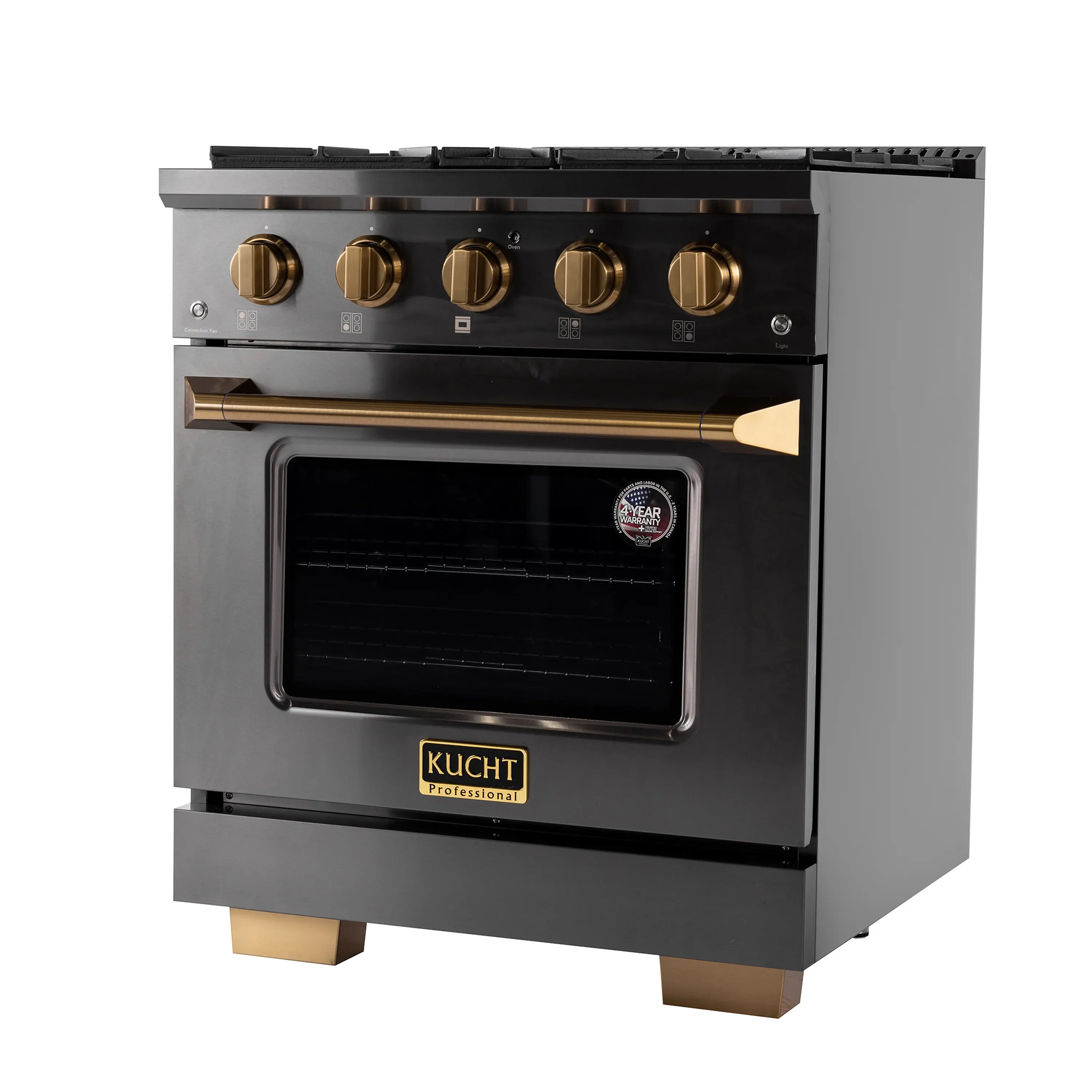 KUCHT Gemstone Professional 30-Inch 4.2 Cu. Ft. Dual Fuel Range for Natural Gas with Sealed Burners and Convection Oven in Titanium Stainless Steel (KED304) - Image 6