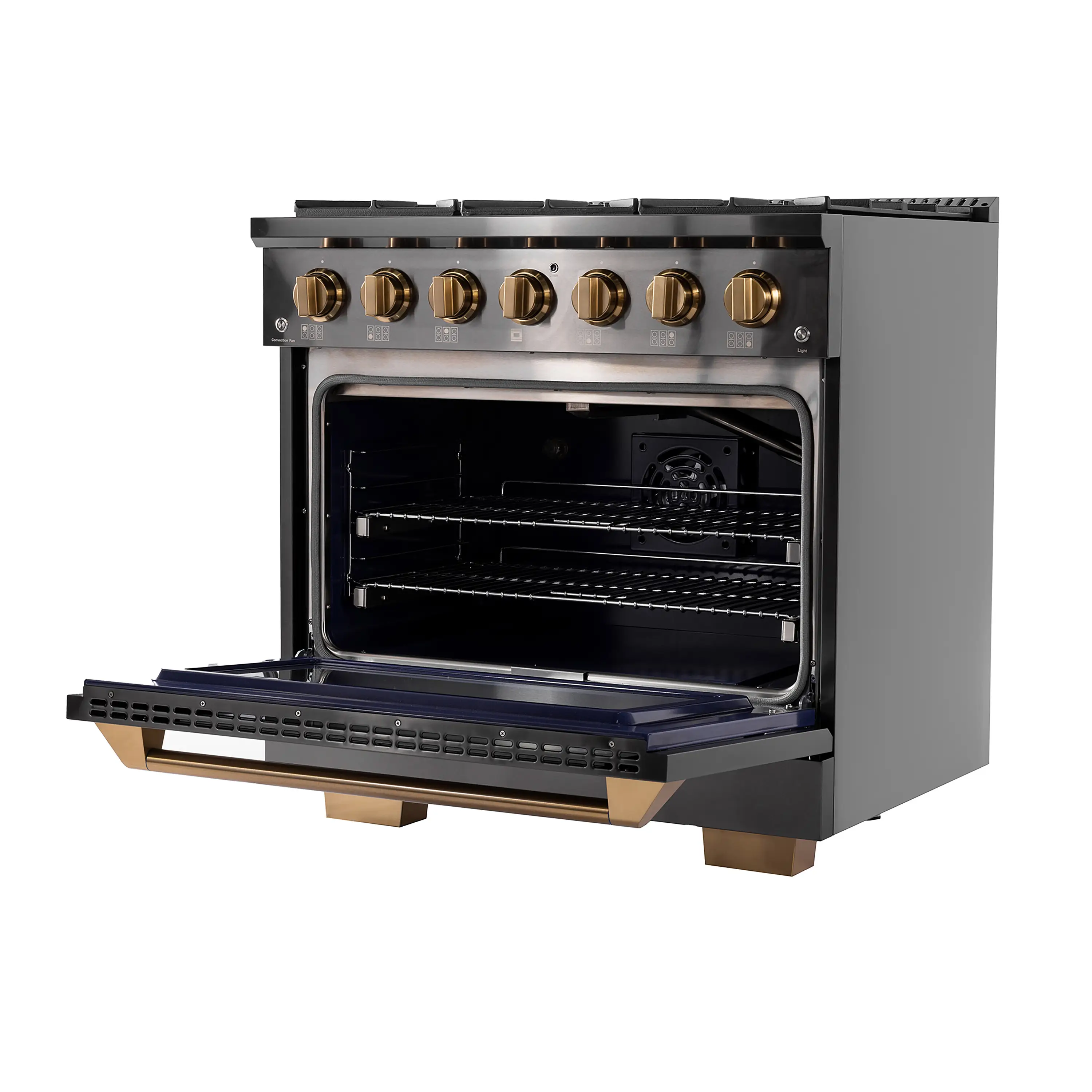 KUCHT Gemstone Professional 36-Inch 5.2 Cu. Ft. Dual Fuel Range for Propane Gas with Sealed Burners and Convection Oven in Titanium Stainless Steel (KED364/LP) - Image 4