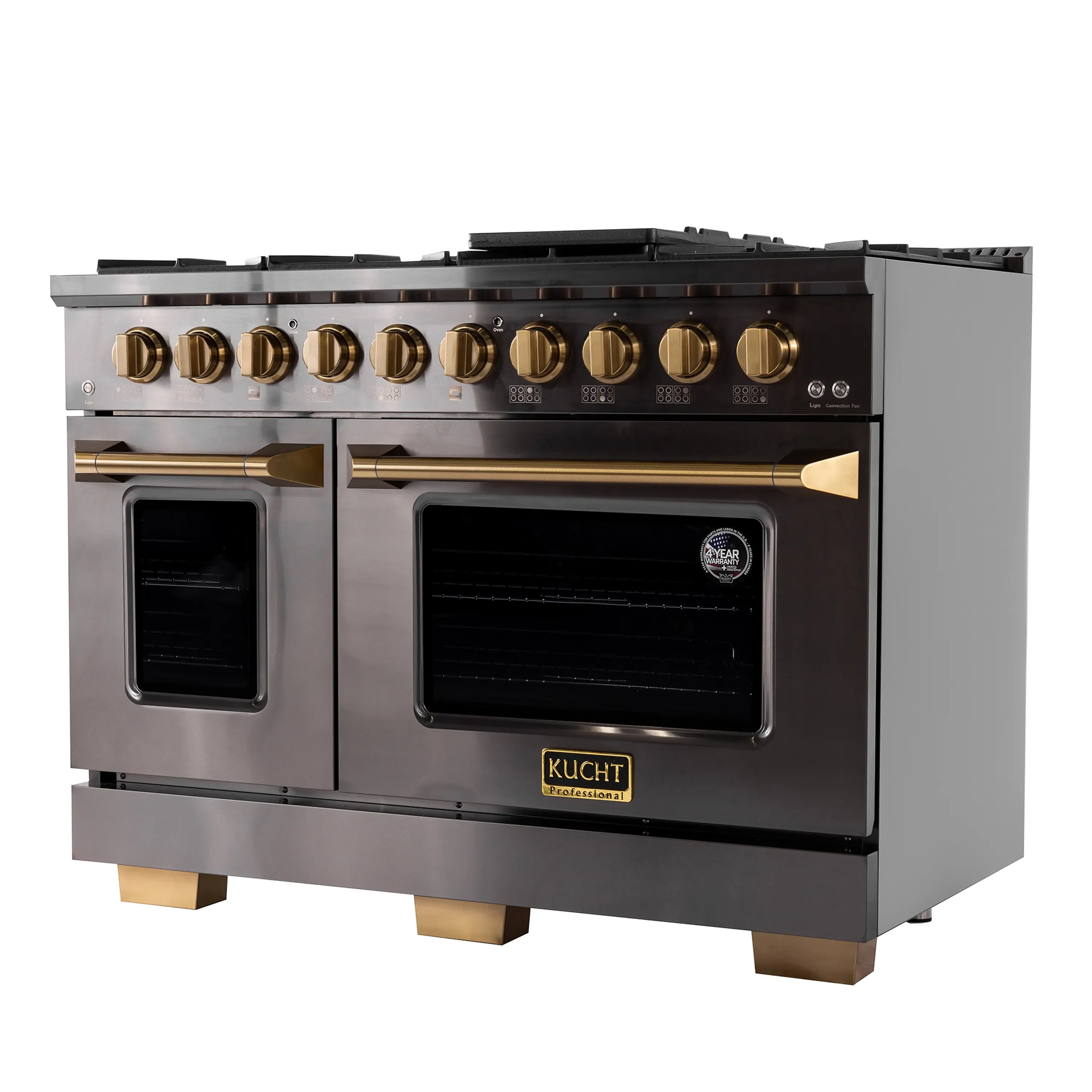 KUCHT Gemstone Professional 48-Inch 6.7 Cu. Ft. Dual Fuel Range for Natural Gas with Sealed Burners and Convection Oven in Titanium Stainless Steel (KED484) - Image 8