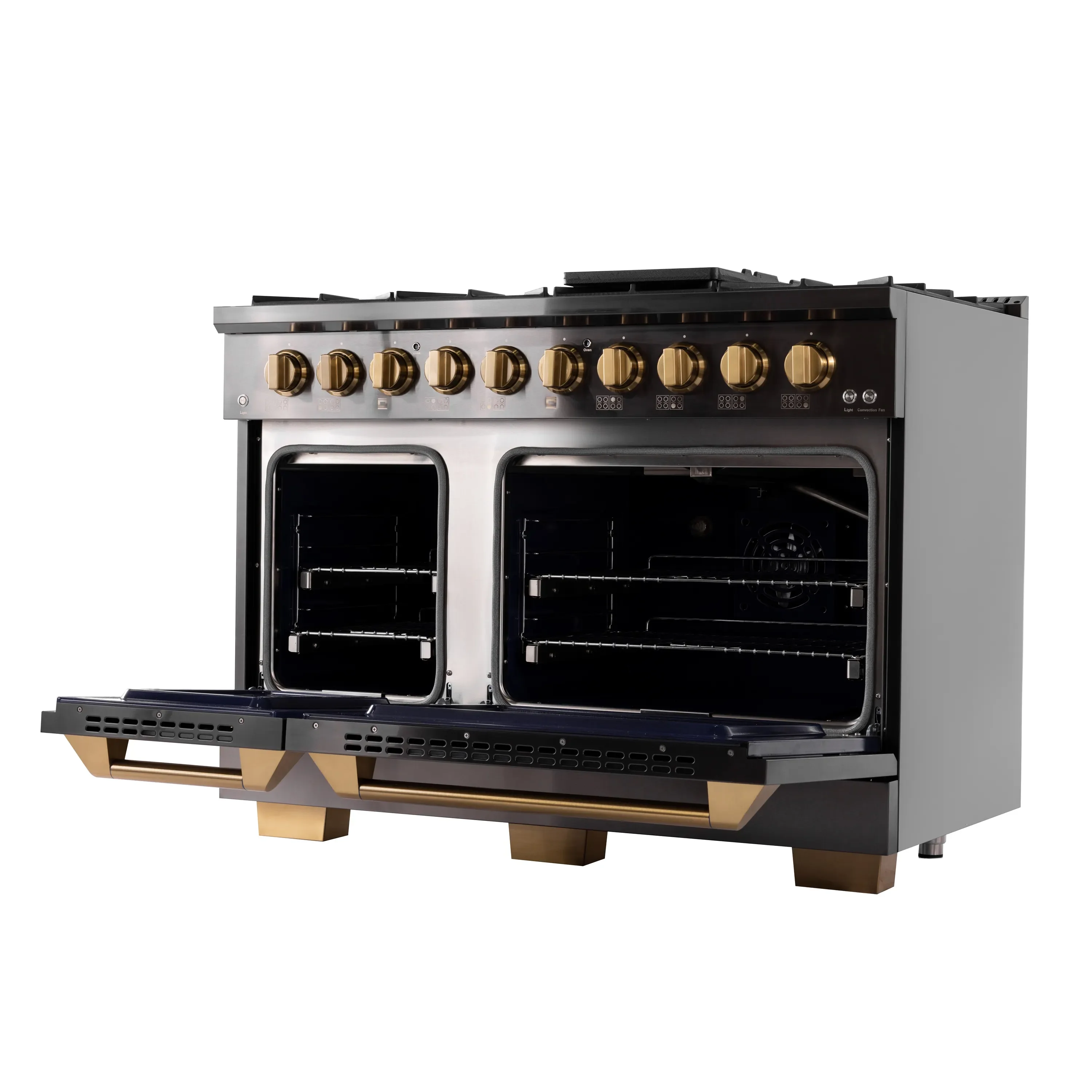 KUCHT Gemstone Professional 48-Inch 6.7 Cu. Ft. Dual Fuel Range for Natural Gas with Sealed Burners and Convection Oven in Titanium Stainless Steel (KED484) - Image 9