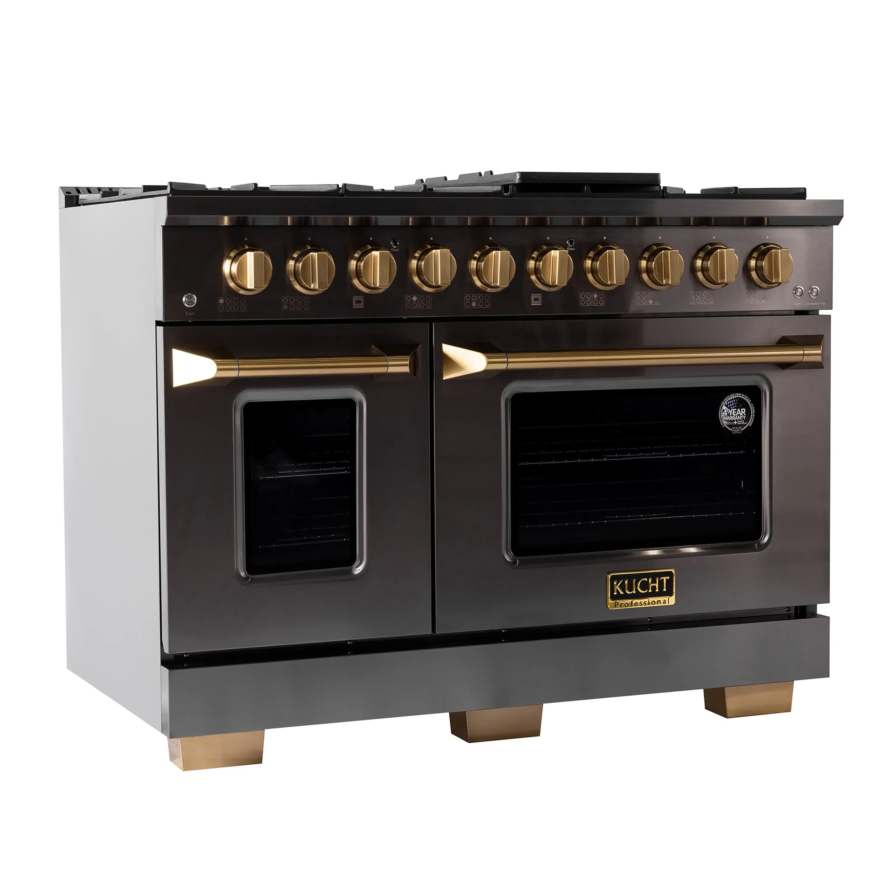 KUCHT Gemstone Professional 48-Inch 6.7 Cu. Ft. Dual Fuel Range for Propane Gas with Sealed Burners and Convection Oven in Titanium Stainless Steel (KED484/LP) - Image 4