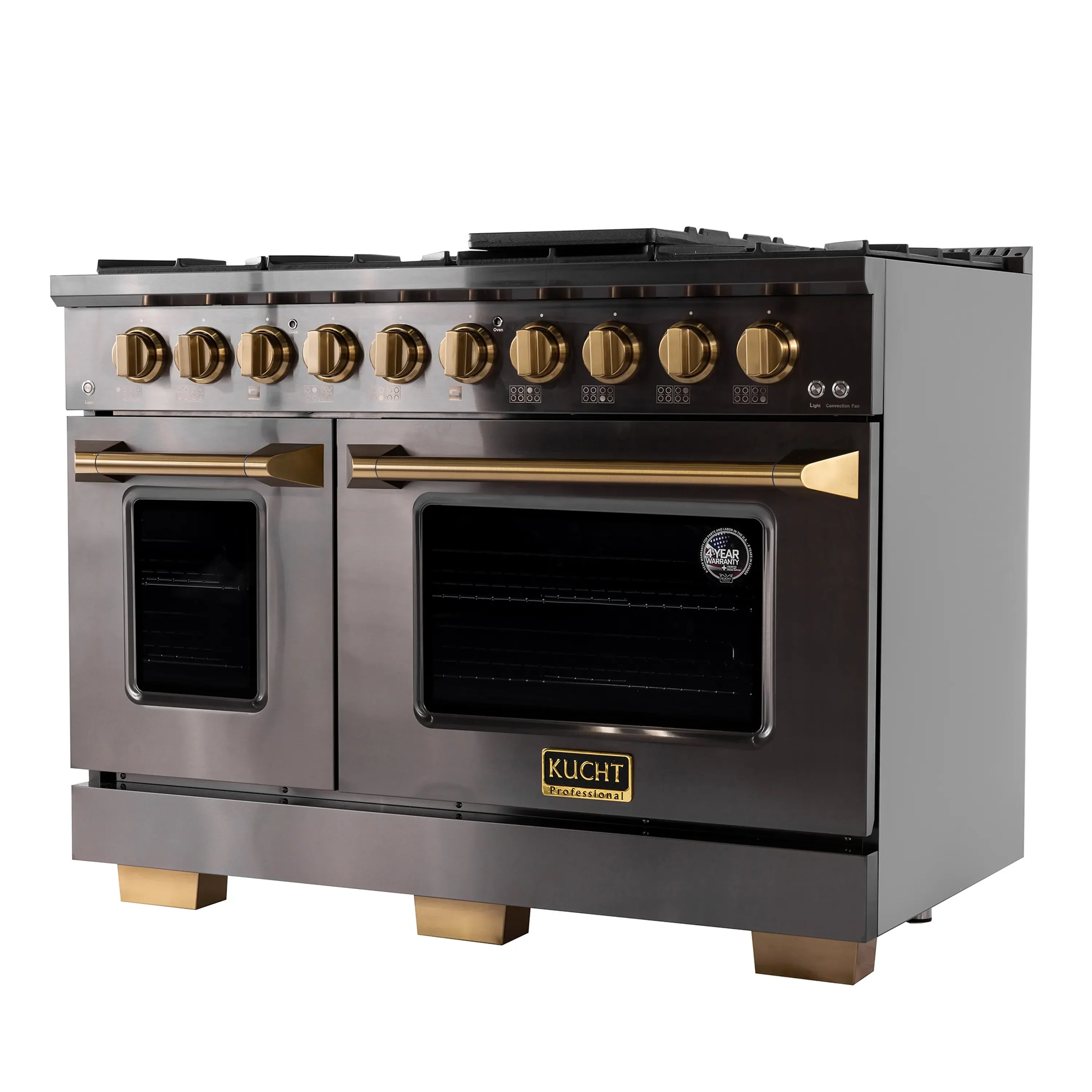 KUCHT Gemstone Professional 48-Inch 6.7 Cu. Ft. Dual Fuel Range for Propane Gas with Sealed Burners and Convection Oven in Titanium Stainless Steel (KED484/LP) - Image 8