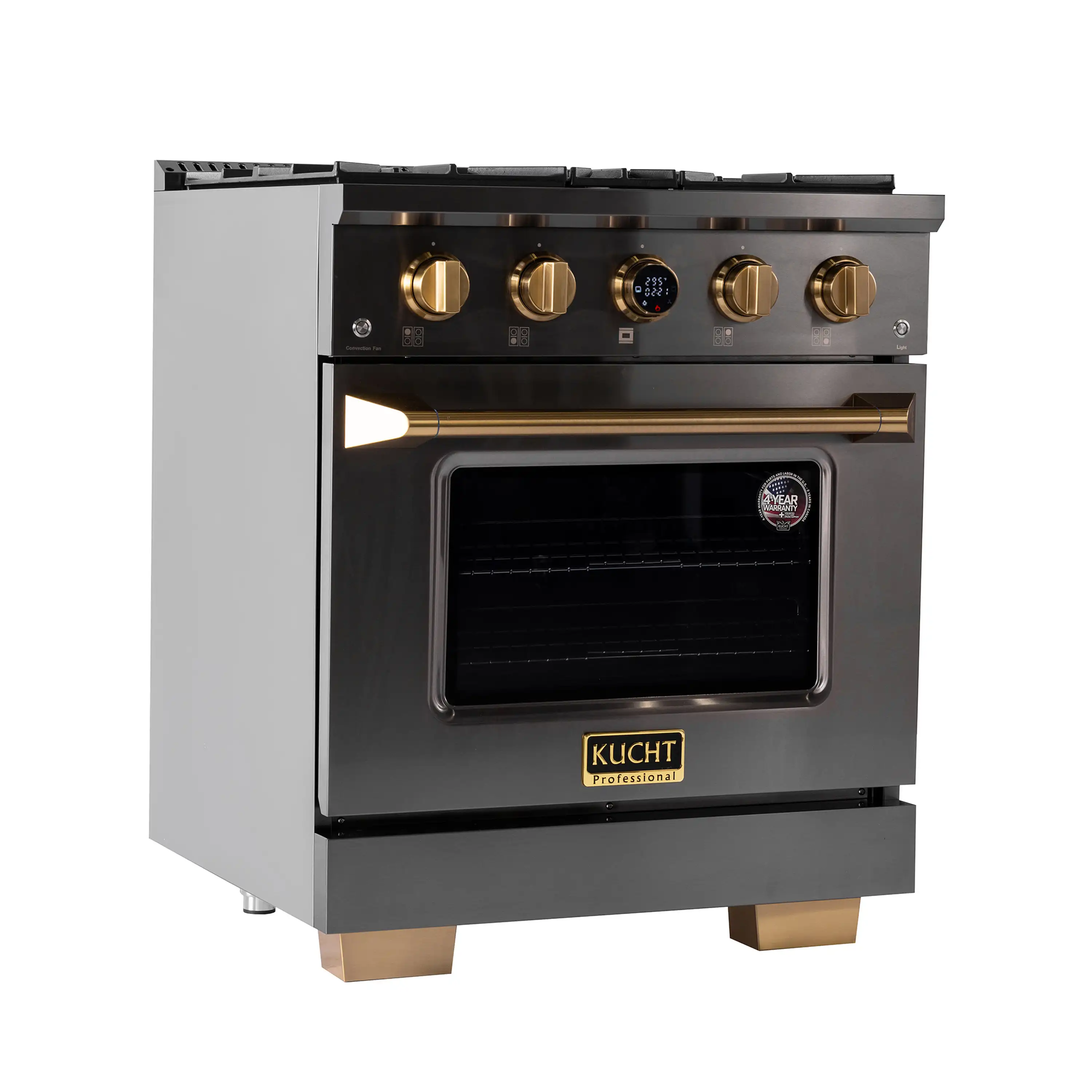 Kucht Horus 30-Inch Dual Fuel Range in Propane Gas with  4.2 cu. ft. Electric Oven & 4 Gas Burners in Dark Titanium Stainless Steel with Digital Thermostat (KXD30/LP) - Image 2