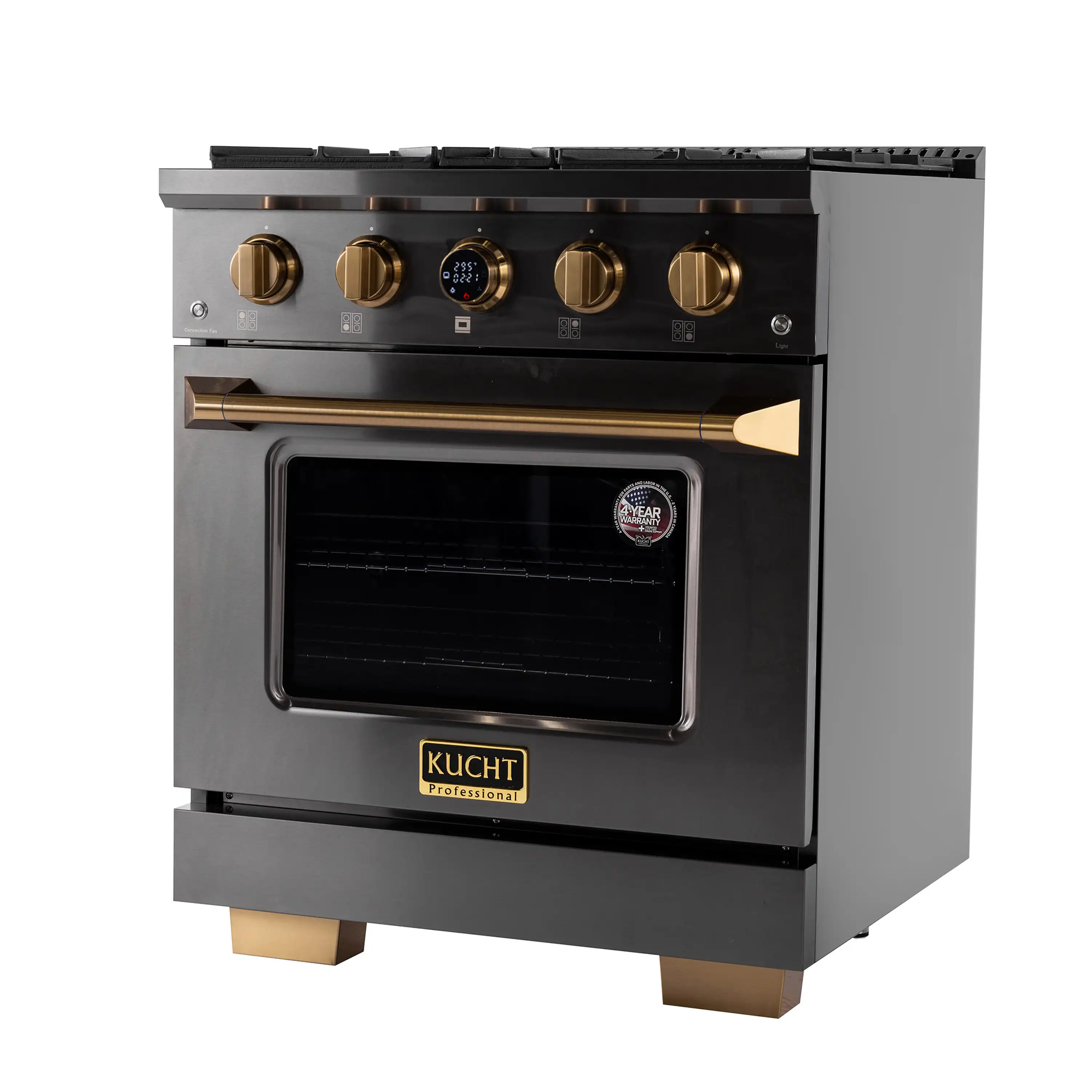 Kucht Horus 30-Inch Dual Fuel Range in Propane Gas with  4.2 cu. ft. Electric Oven & 4 Gas Burners in Dark Titanium Stainless Steel with Digital Thermostat (KXD30/LP) - Image 3