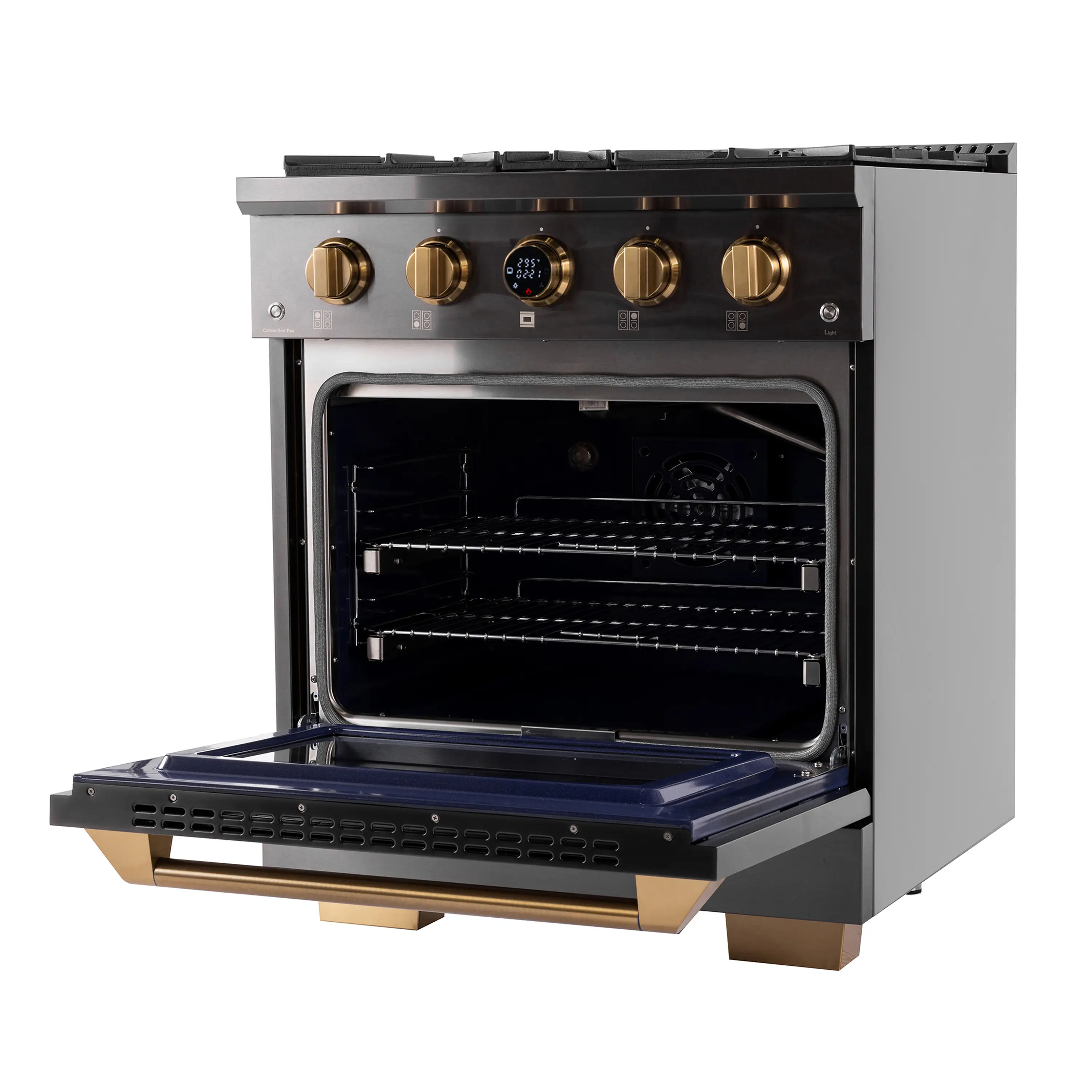 Kucht Horus 30-Inch Dual Fuel Range in Propane Gas with  4.2 cu. ft. Electric Oven & 4 Gas Burners in Dark Titanium Stainless Steel with Digital Thermostat (KXD30/LP) - Image 6