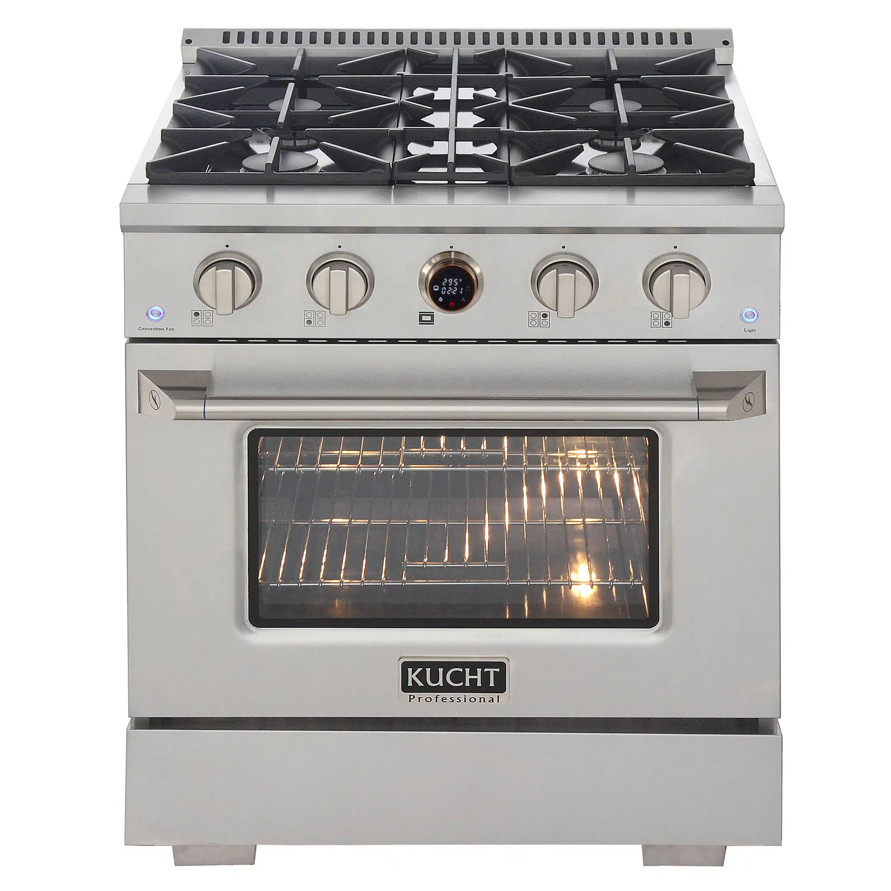 Kucht Horus 30-Inch Dual Fuel Range in Propane Gas with  4.2 cu. ft. Electric Oven & 4 Gas Burners in Stainless Steel with Digital Thermostat (KXP30-SS/LP) - Image 2